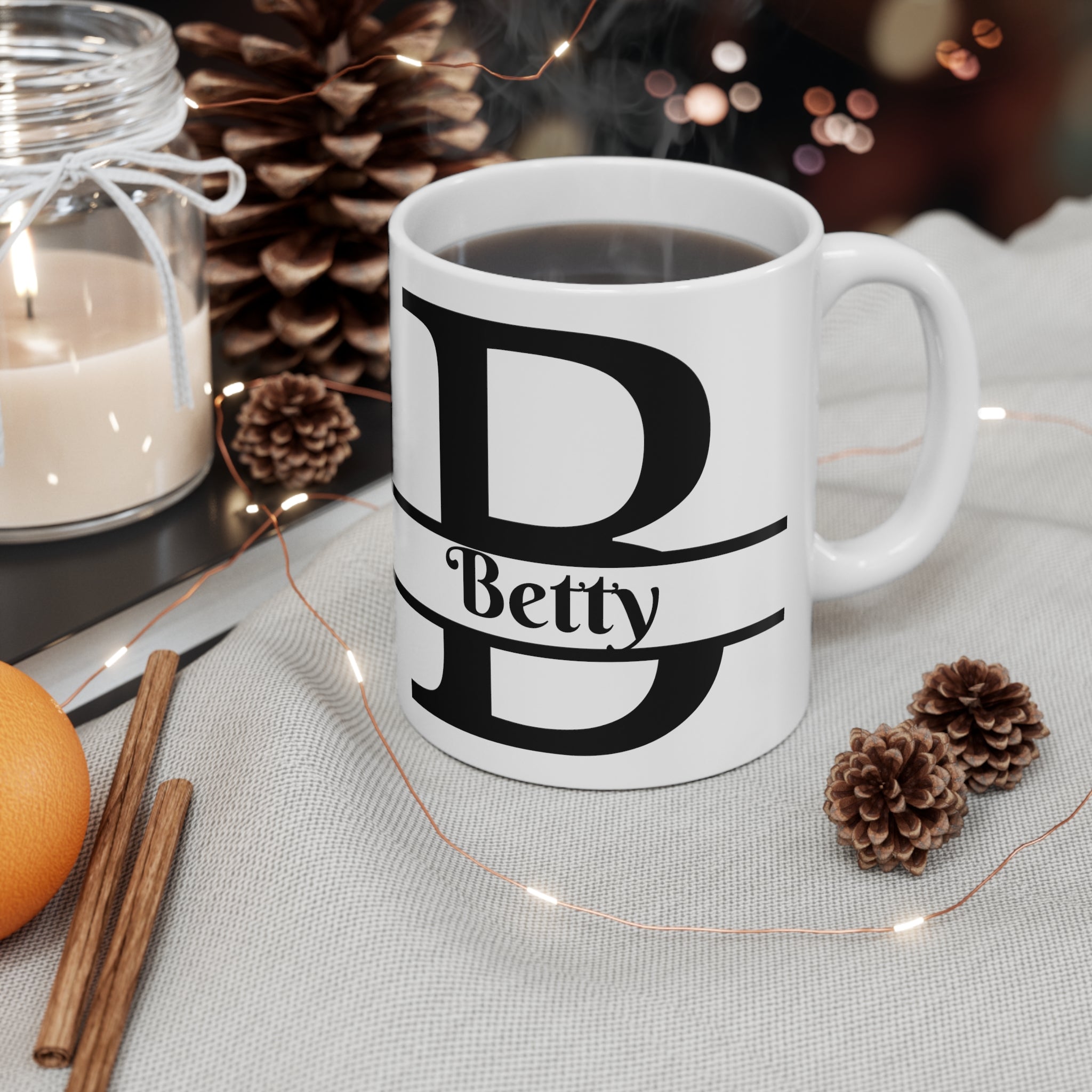 Personalized Ceramic Mug with Name and Initial