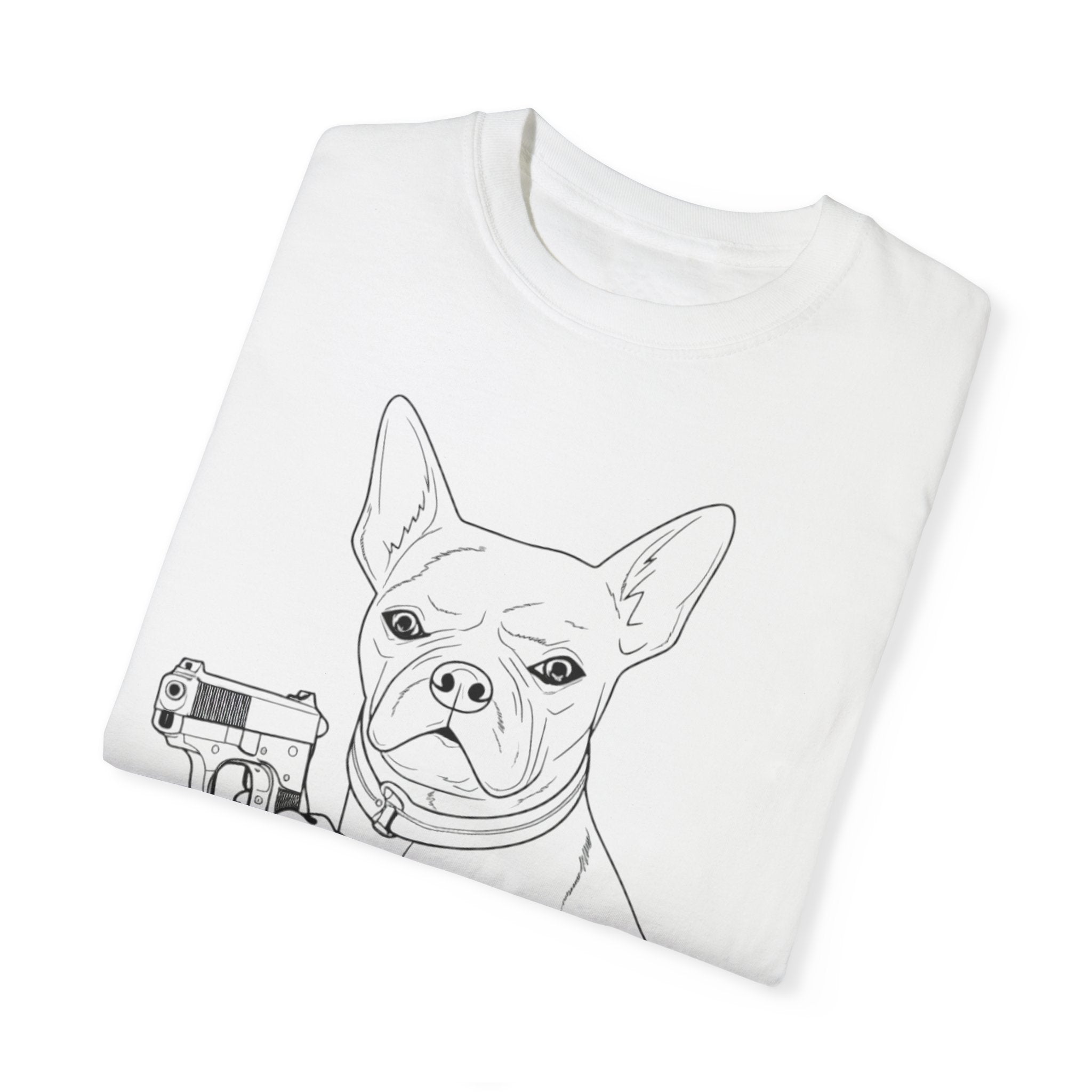 Funny Dog Hitman T-Shirt  - Confidence Building Shirt - Single Line Art Dog Shirt - Quirky Animal Top Gift for Dog Lovers - Pet Lover Gift