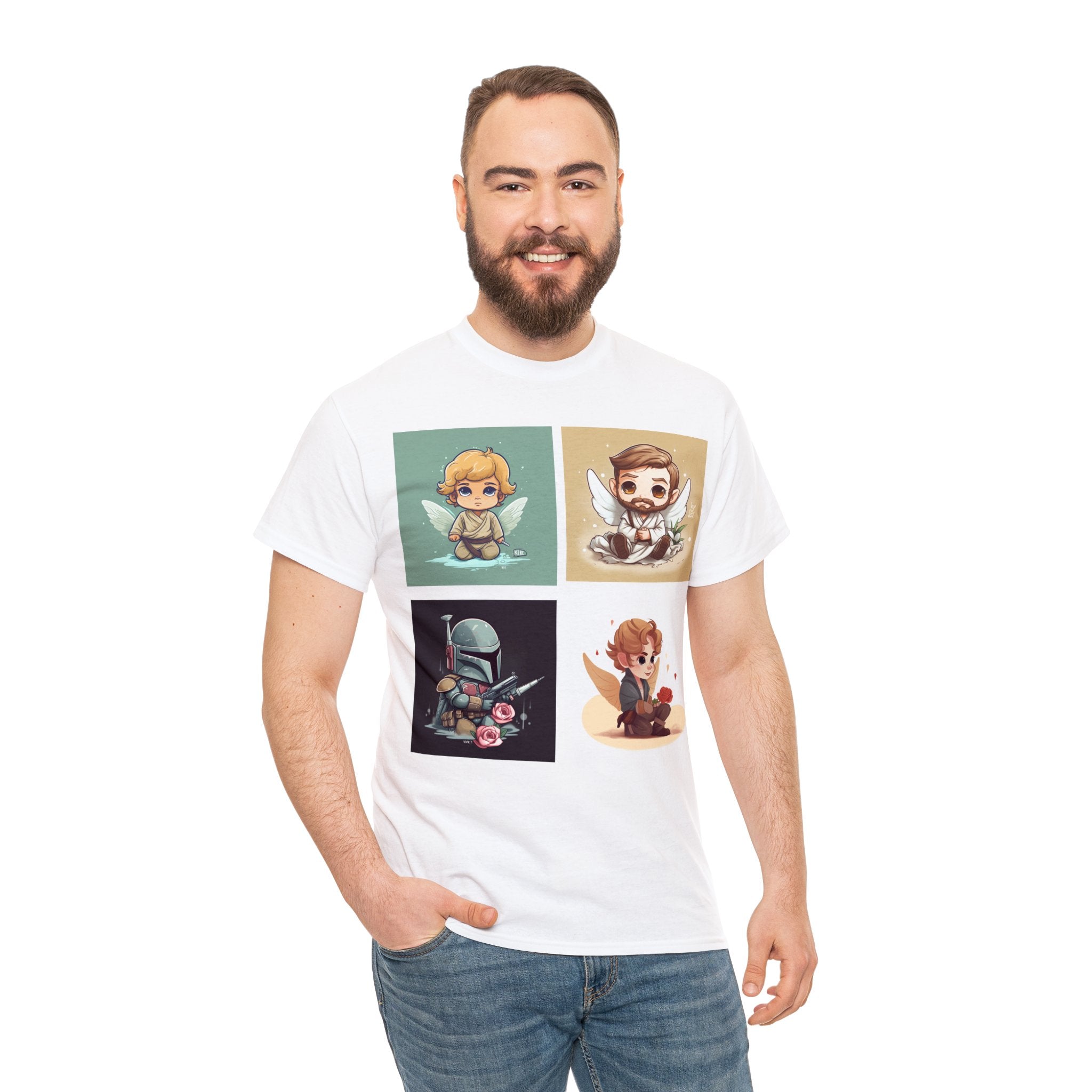 Proven Conversation Starter Cons! This Unique Shirt to Your Collection For Fans of Original Trilogy. Embrace the Epic Saga: Heroes and Villains of a Far Away Galaxy Cute Collage Unisex Heavy Cotton Tee - Showcase Your Love for Timeless Adventures