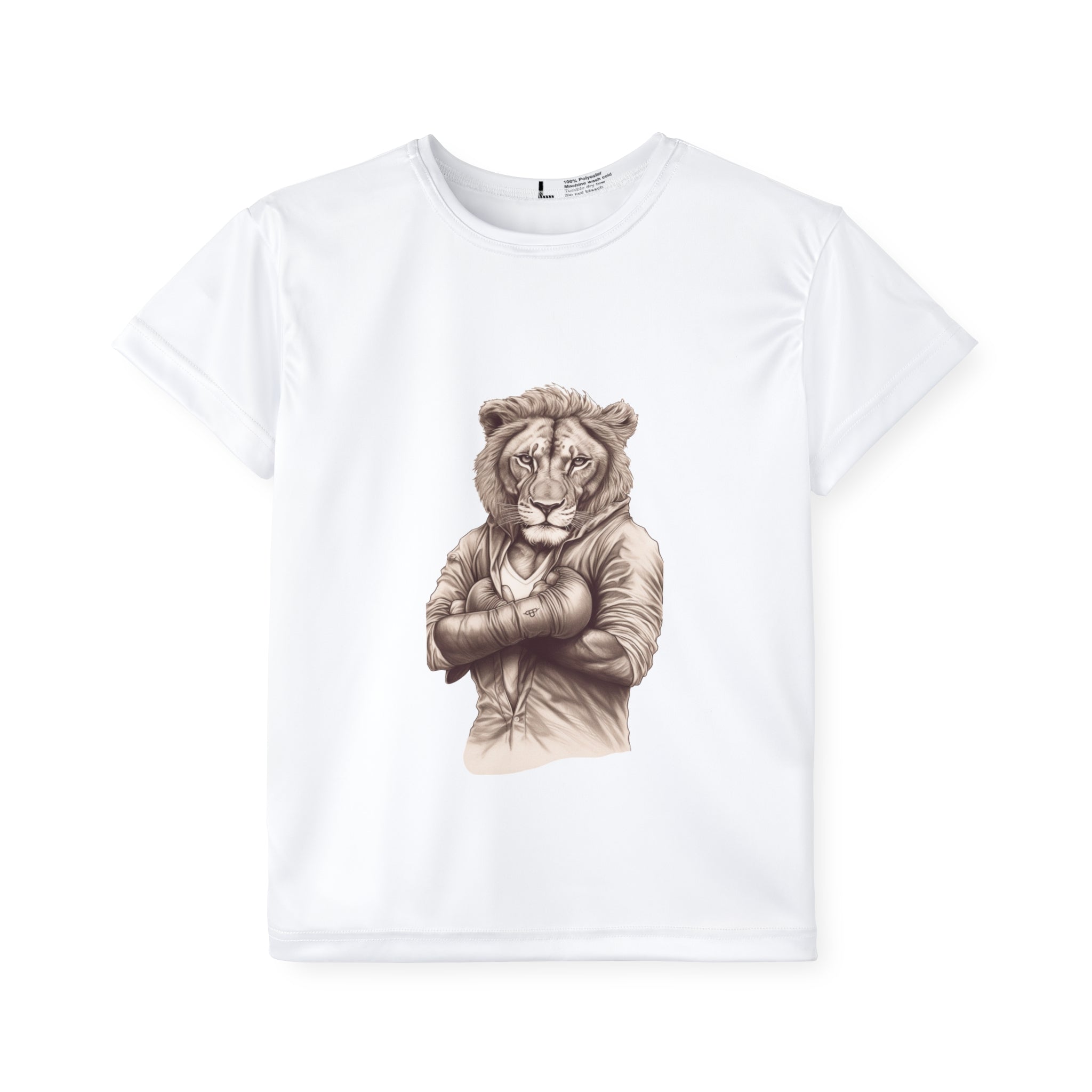 Kids Sports Shirt Gift for Boxing Fan Lion Sketch Art Birthday Present for Young Boxers Athletic Wear