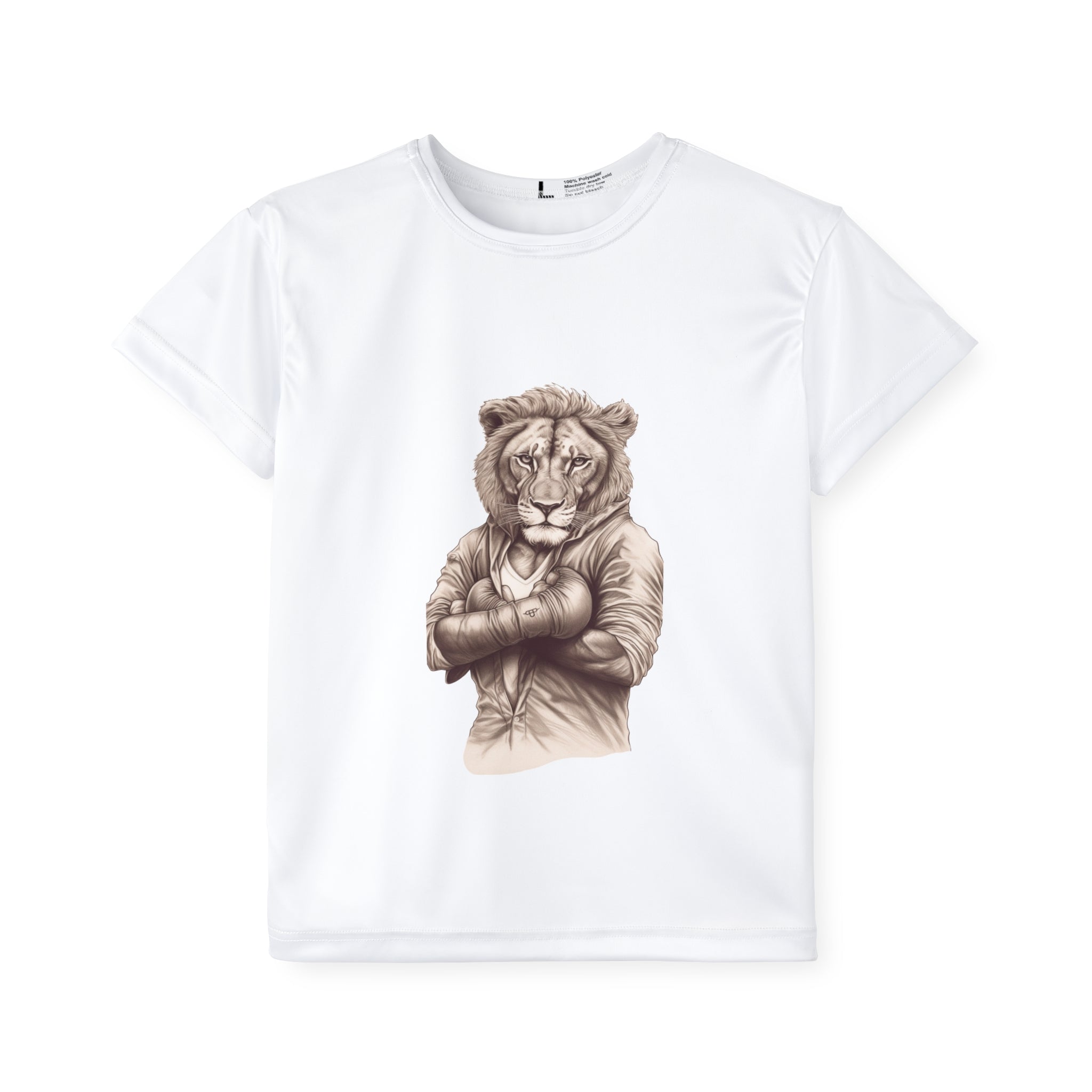 Boxing Fan Lion Sketch Art Birthday Kid Gift Athletic T-Shirt for Young Boxers Sports Shirt for Kids Activities Gift