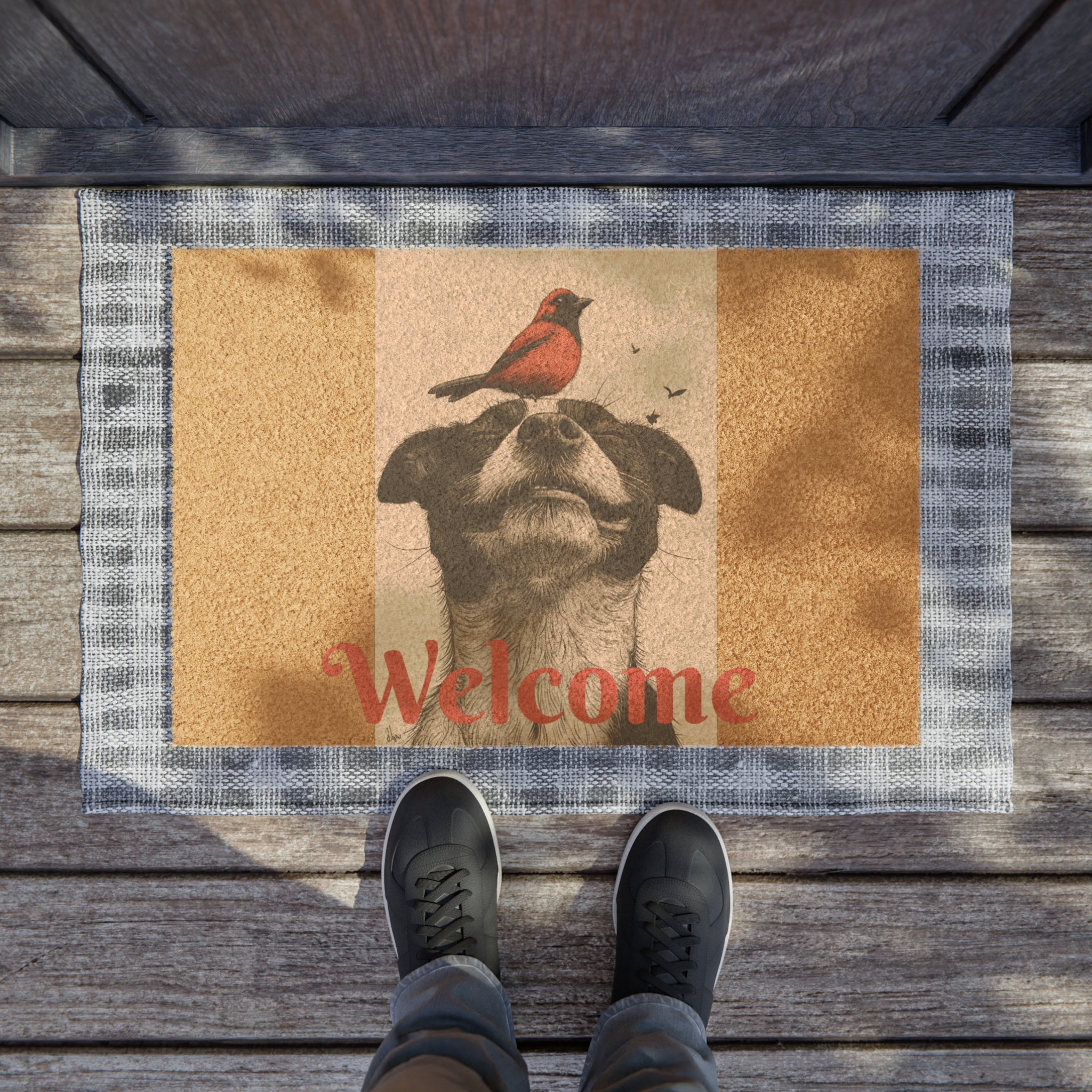 Eco-Friendly Birdie and Doggy Pal Doormat - Sustainable Entryway Decor for Greener Living, Easy to Clean, Durable