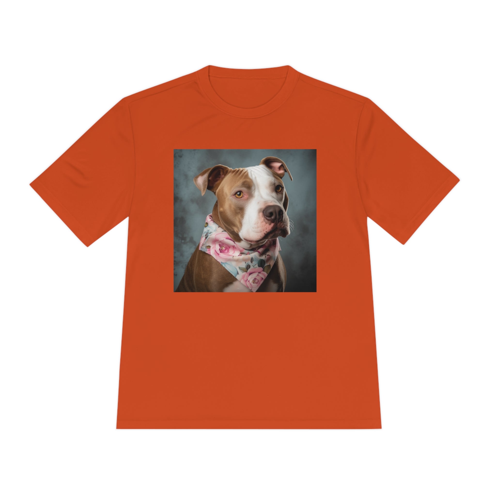 Perfect for Dog Lovers! Pitbull Puppy wearing a Cute Flower Scarf Unisex Moisture Wicking Tee - This is a Perfect Dog Park T-shirt for Pet Lover. Stay Stylish and Comfortable with This Charming Dog-Lover's Shirt