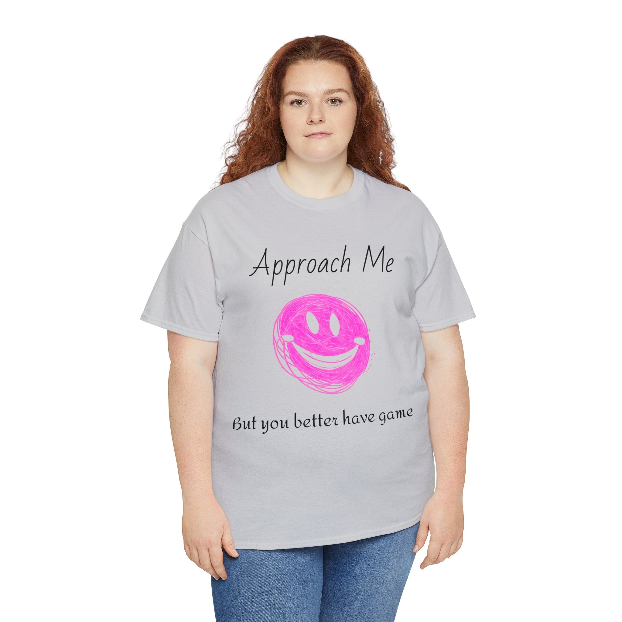 Dare to Date: The Ultimate 'Approach Me If You Dare' Challenge - A Women's Unisex Heavy Cotton Tee Perfect for Social Events, Recreational Activities, and Making Bold Statements