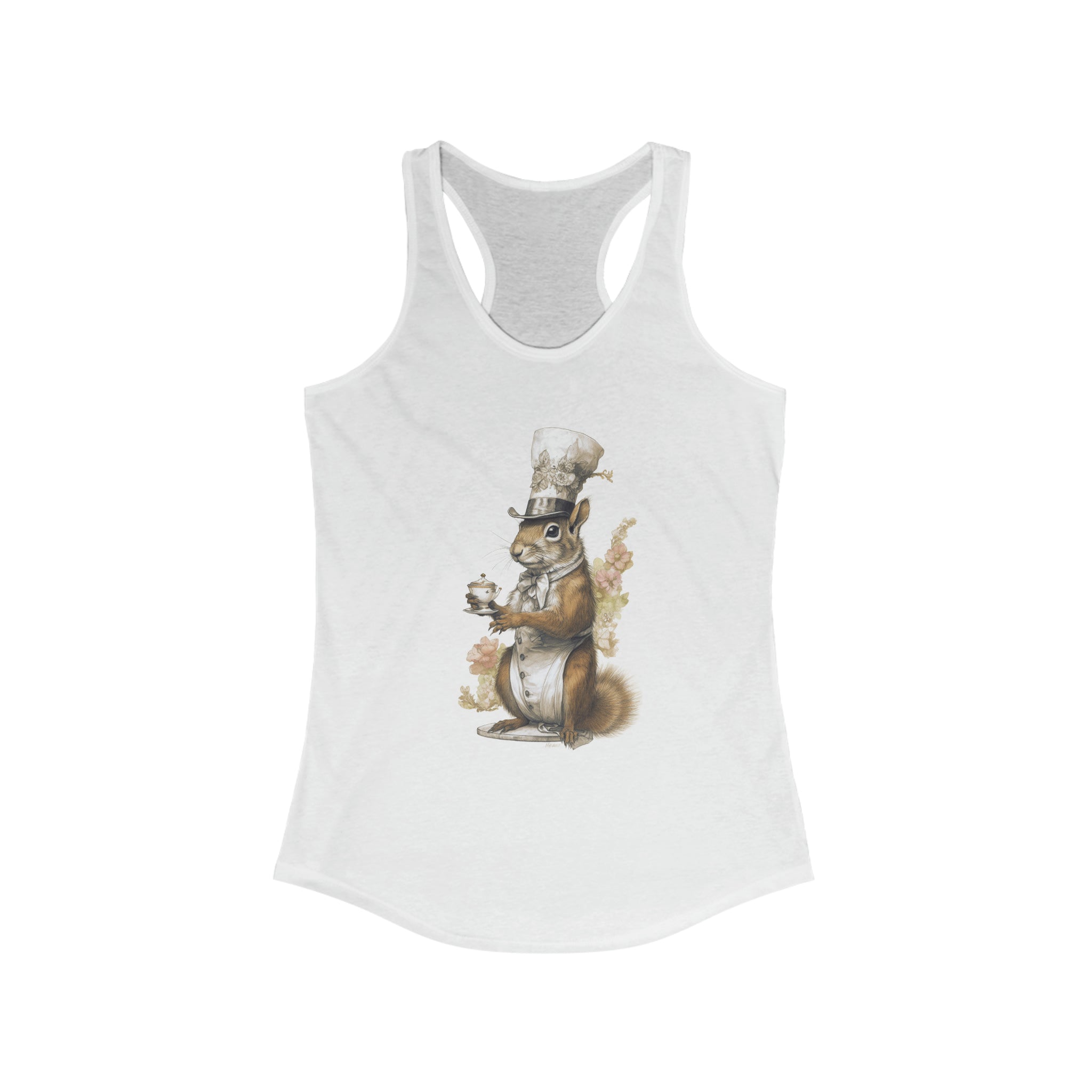 Women's Ideal Racerback Tank-Beautiful Squirrel Illustration Great Wear for Animal Lovers Wildlife