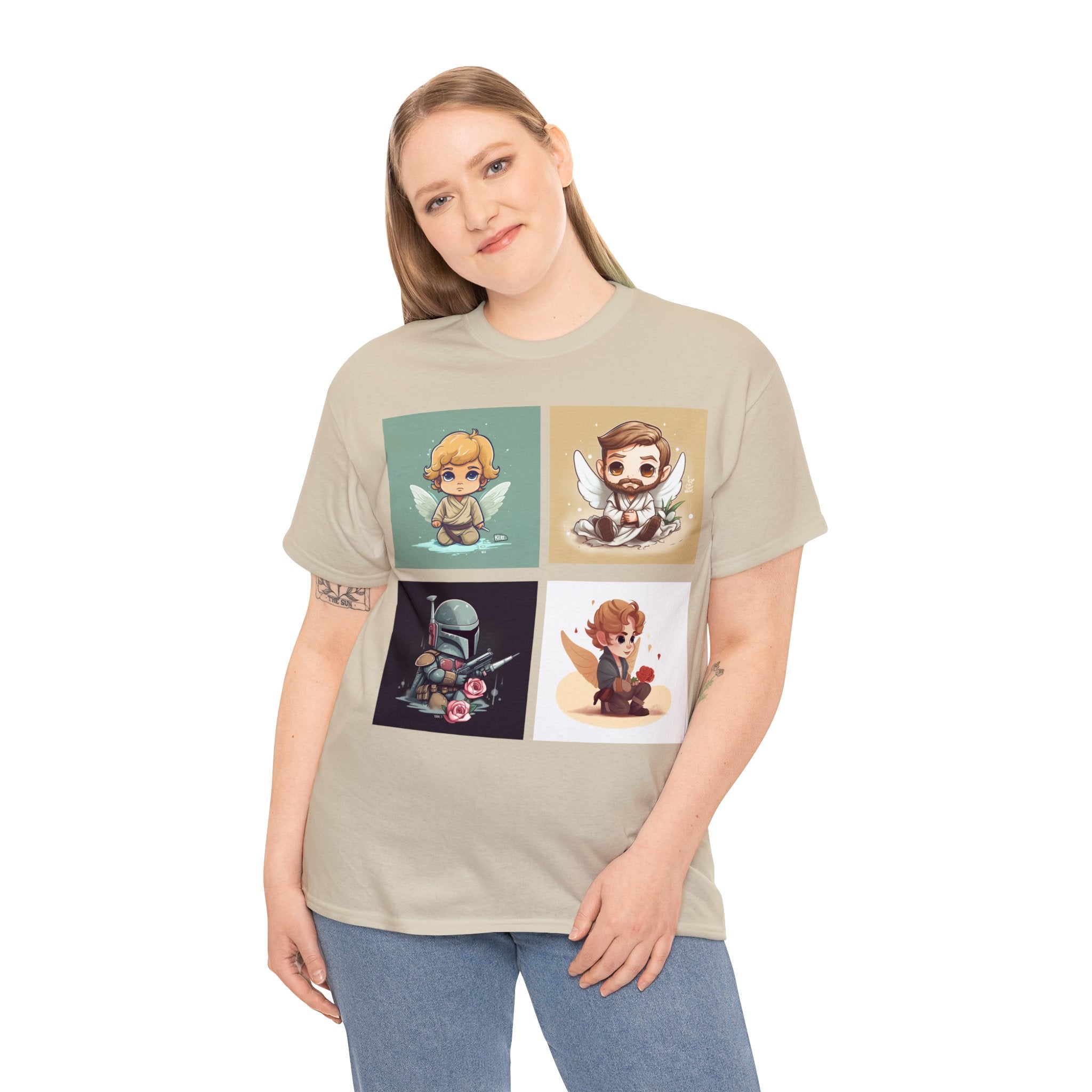 Proven Conversation Starter Cons! This Unique Shirt to Your Collection For Fans of Original Trilogy. Embrace the Epic Saga: Heroes and Villains of a Far Away Galaxy Cute Collage Unisex Heavy Cotton Tee - Showcase Your Love for Timeless Adventures