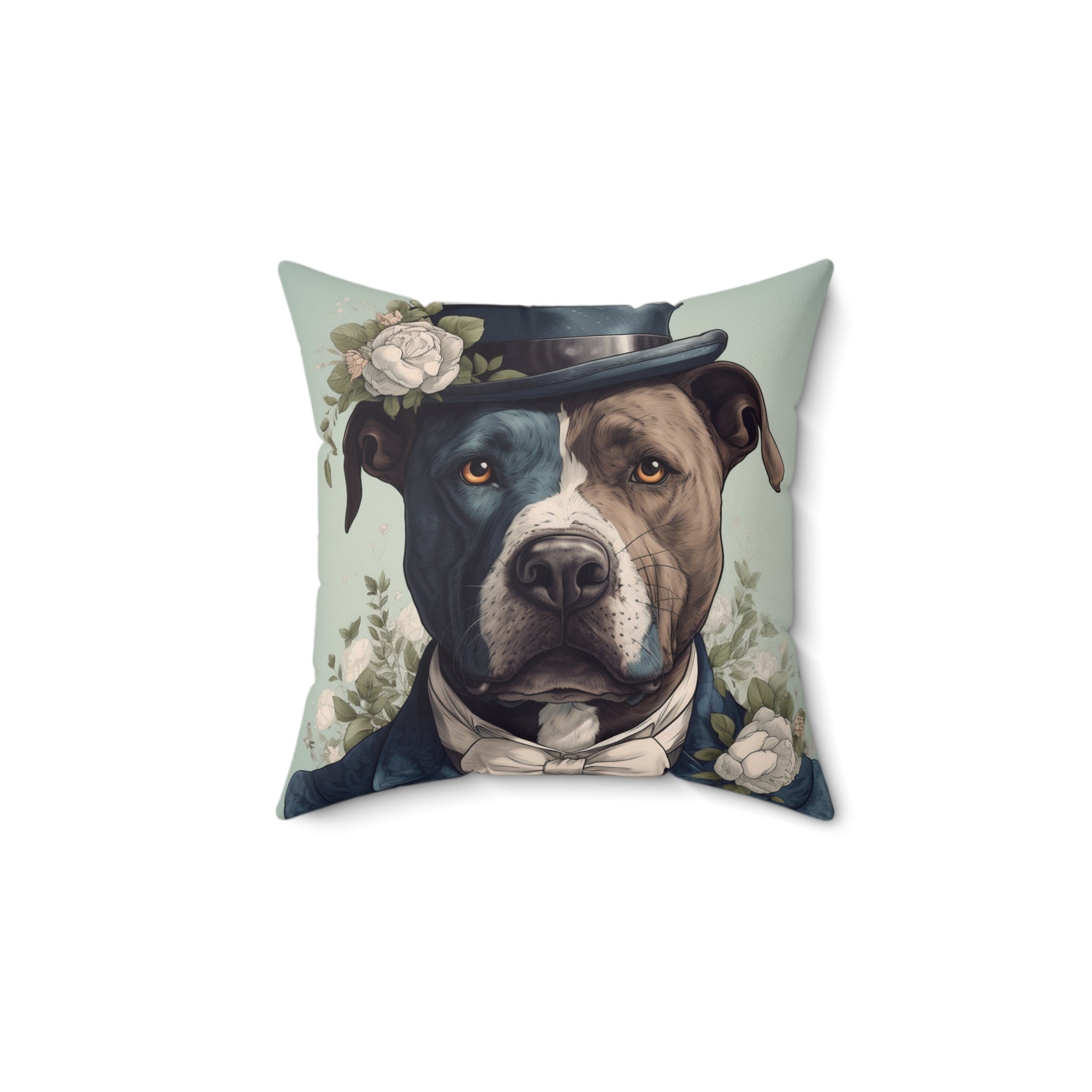 Spun Polyester Square Pillow: Gentleman Pittbulls & Rottweilers Design | Professional Artwork | Elegant Home Decor