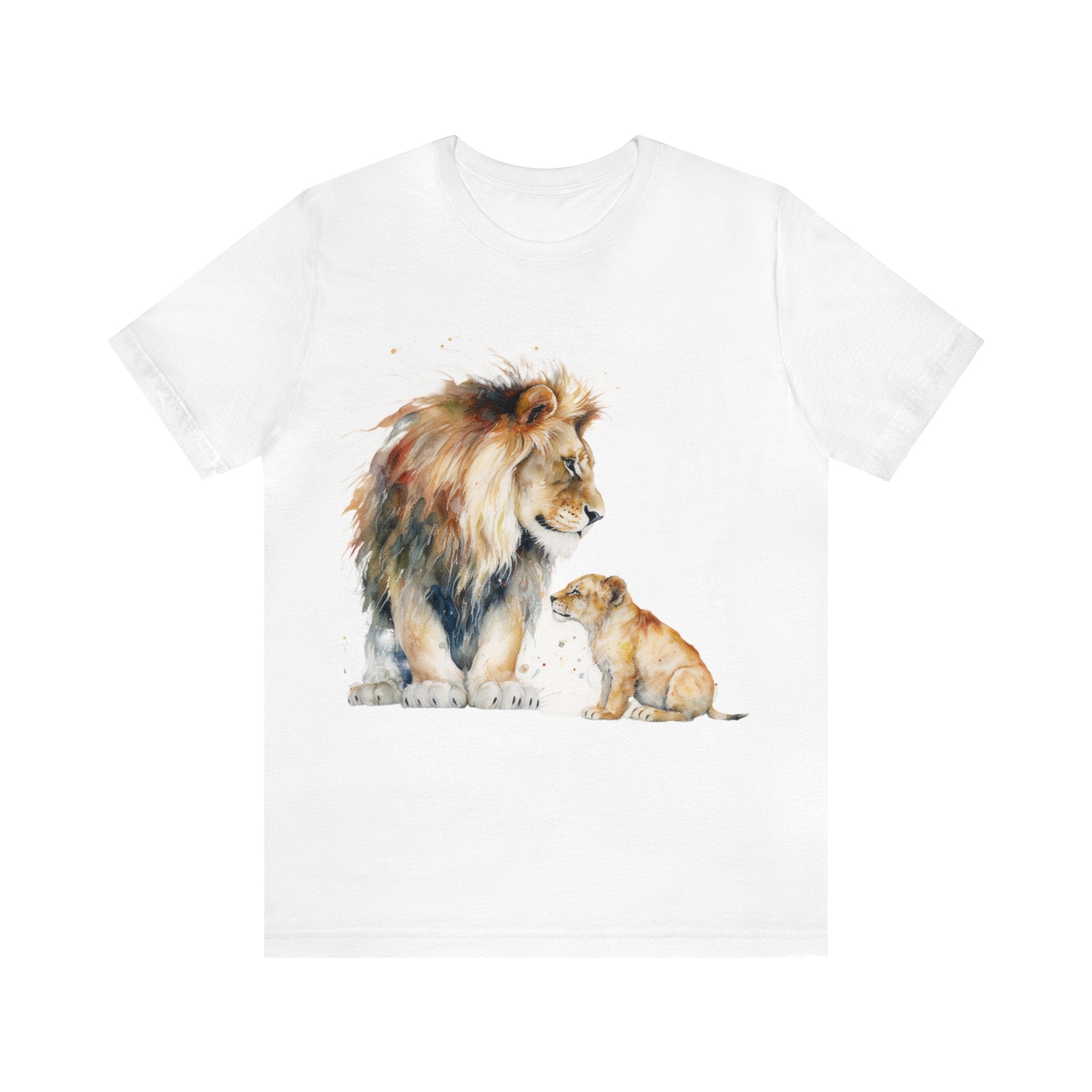 Unisex Jersey Short Sleeve Tee-- Lion Father and Cub Great Wear for Animal Lovers Africa Savannah Family