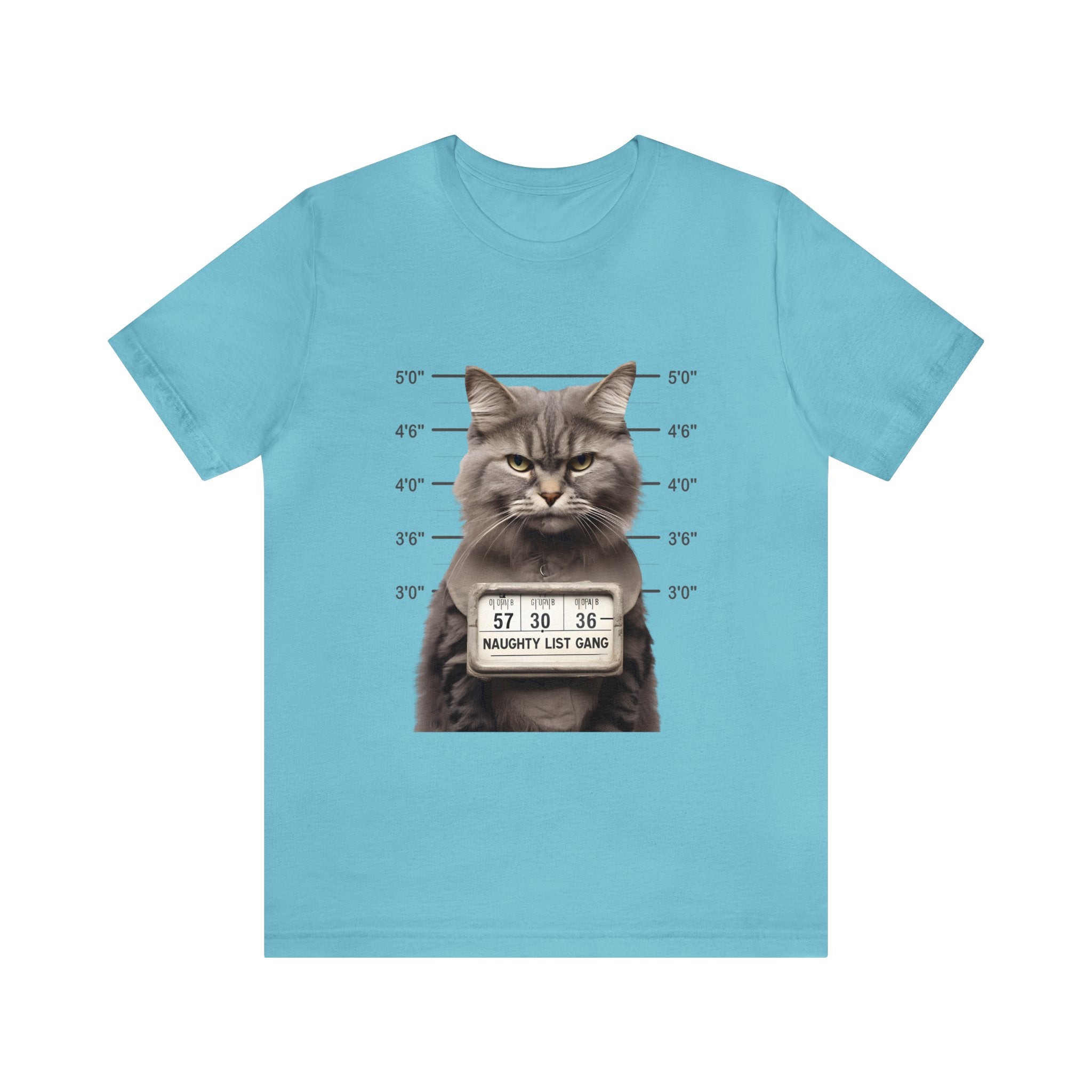 Naughty Cat Gang Cat in a Line-up Funny Unisex Jersey Short Sleeve Tee - Humorous Feline Apparel for Cat Lovers