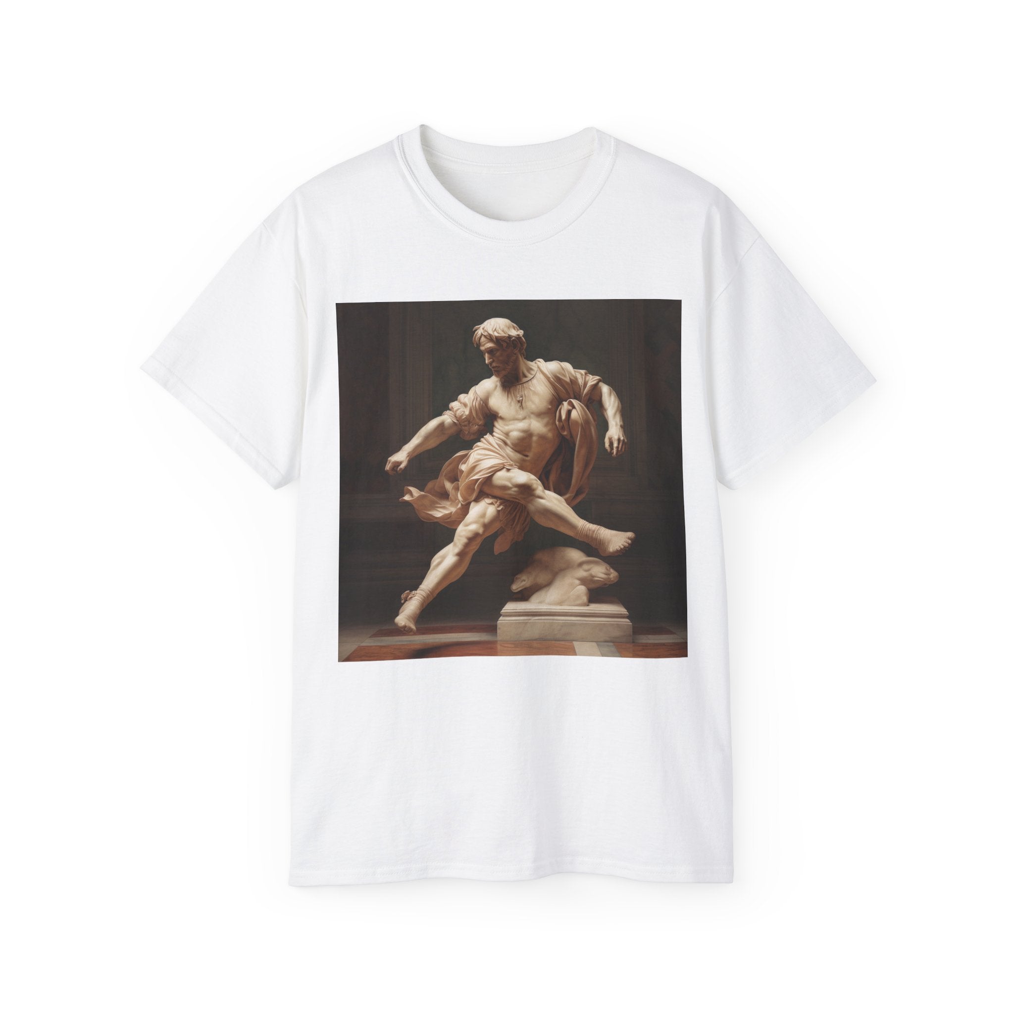 Michelangelo Marble Art T-Shirt - Unisex Ultra Cotton Footballer Shirt - Patron Saint of Football Sculpture Art - Renaissance Sports Fan Gift for Team