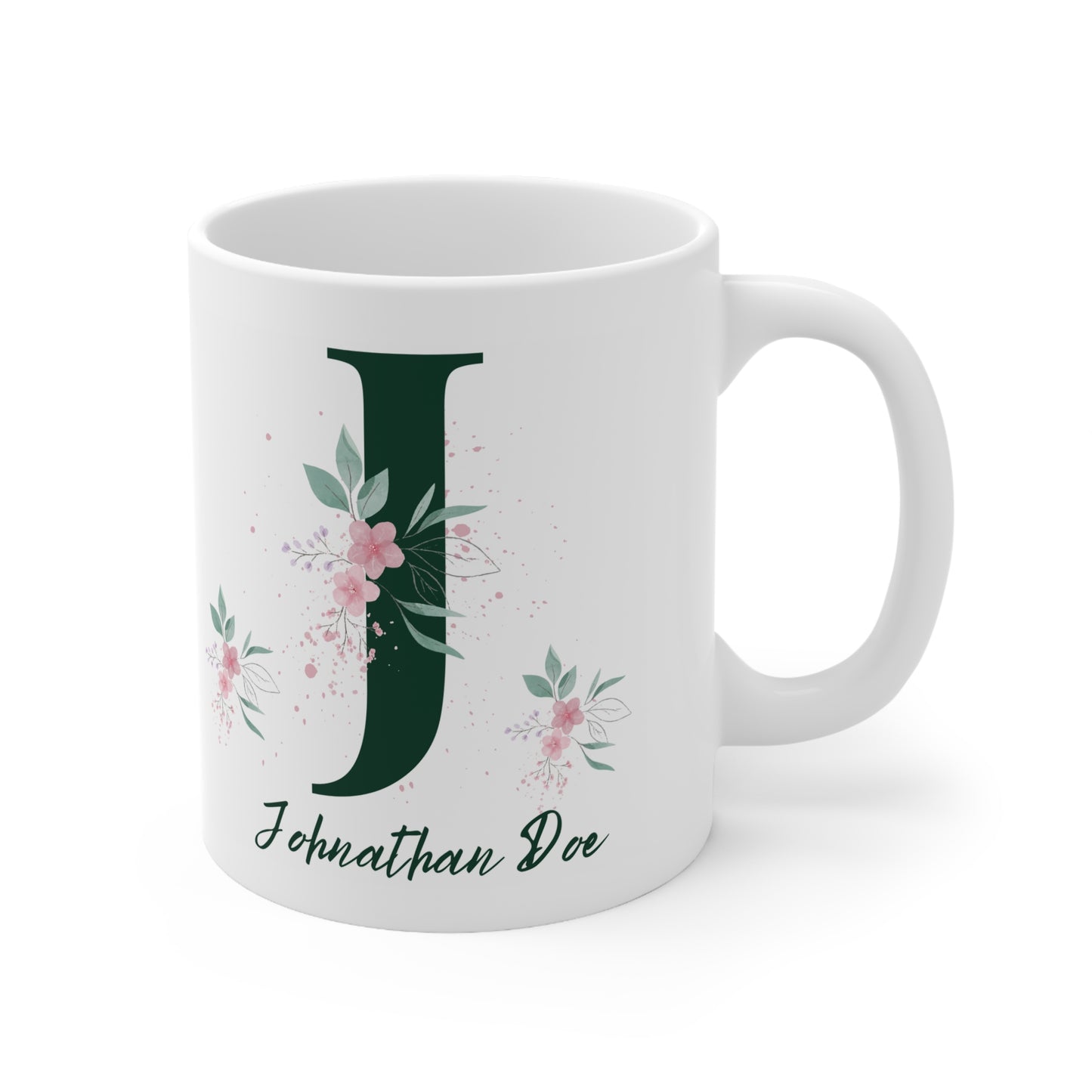 Create Memories with Our Personalized Name and Initials Floral Ceramic Mug 11oz  - A Custom Keepsake to Sip and Smile