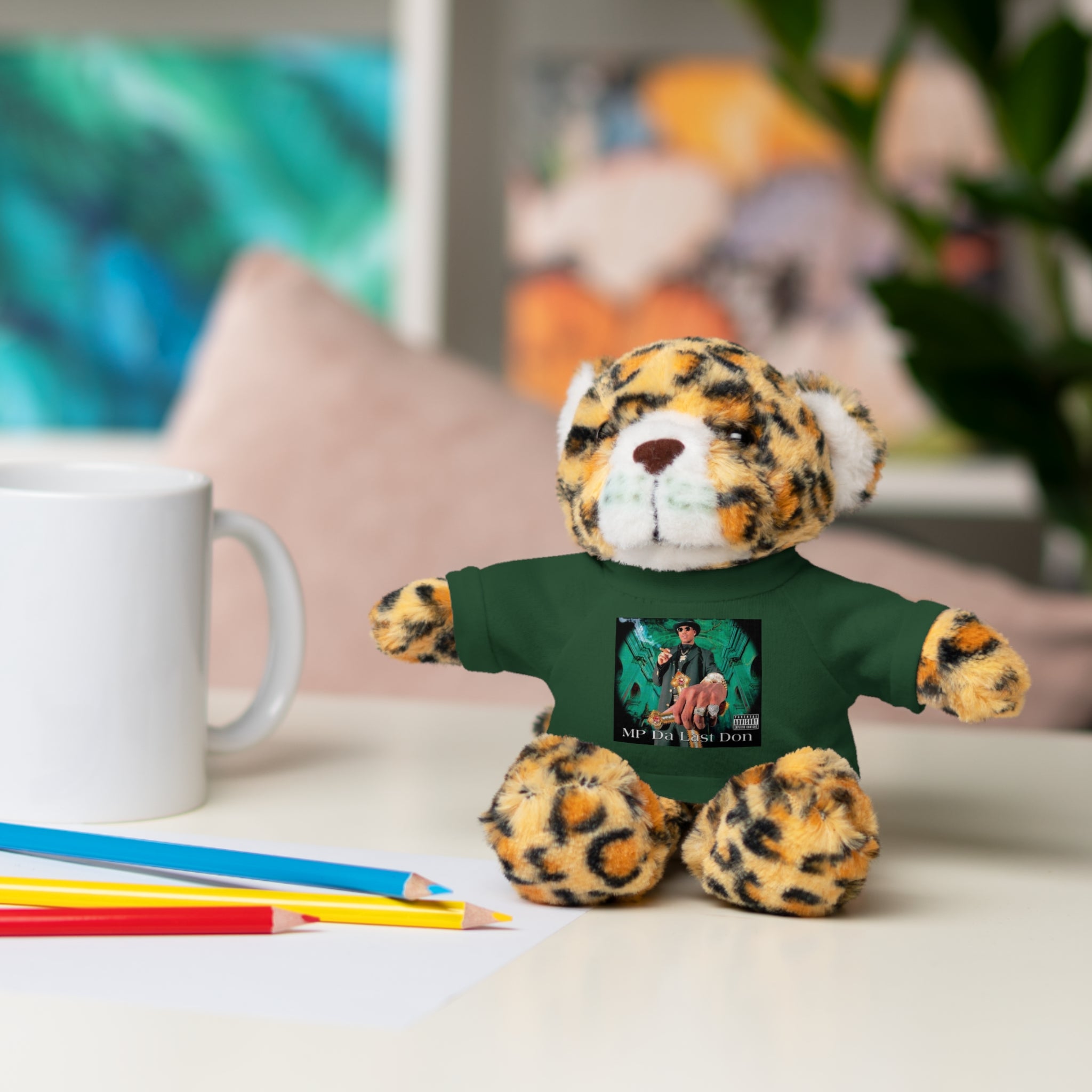 Nostalgic Vibes: Stuffed Animals with 90's Louisiana Rap Icon Tee - Retro Plush Toy for Hip Hop Fans