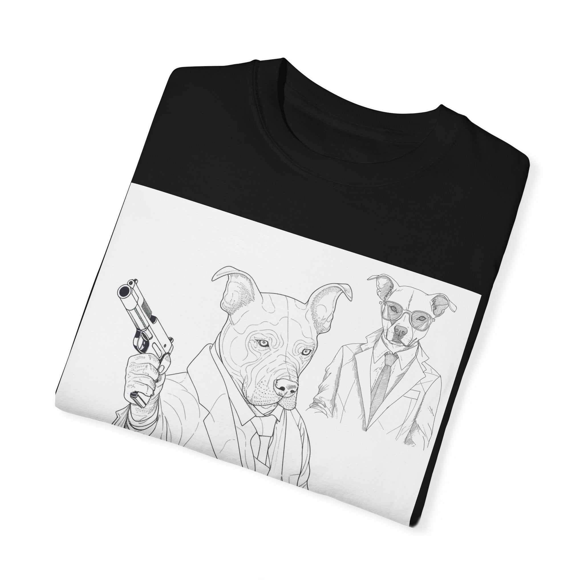 Dog Hitman Funny T-Shirt  - Confidence Building Shirt - Single Line Art Dog Shirt - Quirky Animal Top Gift for Dog Lovers - Pet Lover Gift