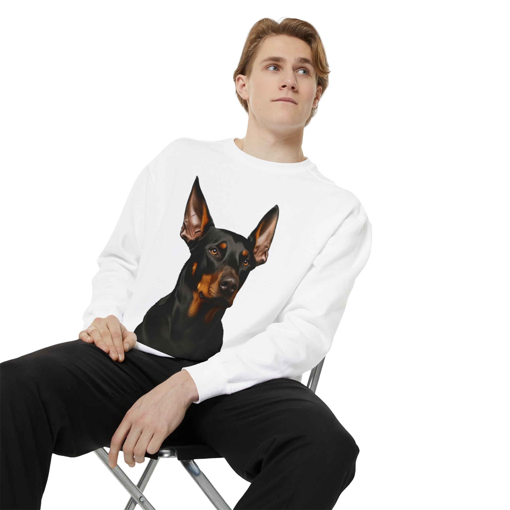 Women's Garment-Dyed Sweatshirt--"Dog Mom" for Dog Lovers and Pet Owners Wear for Dobermann Pinscher Moms