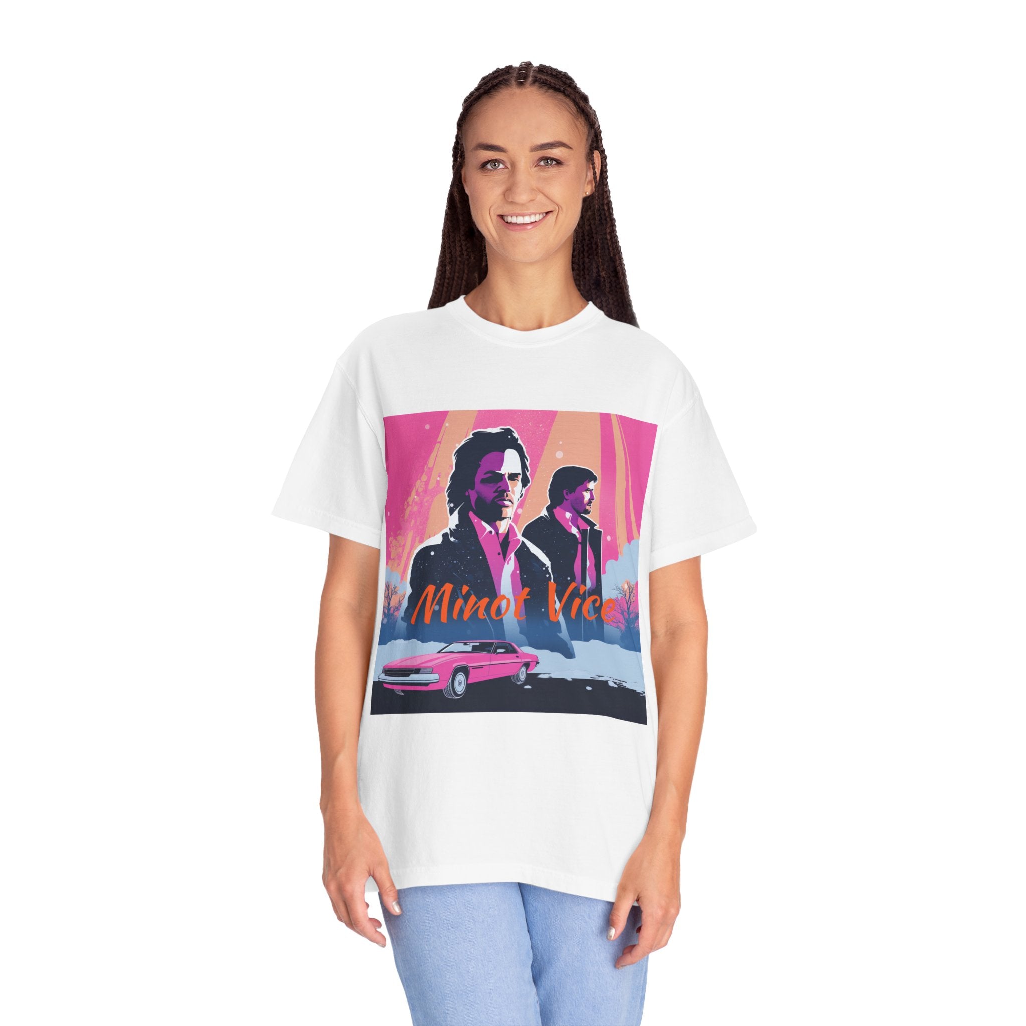 Unisex Garment-Dyed T-shirt-"Minot Vice" Cool Artistic Interpretation Beautiful Gift with Winter Colors for Friends and Family