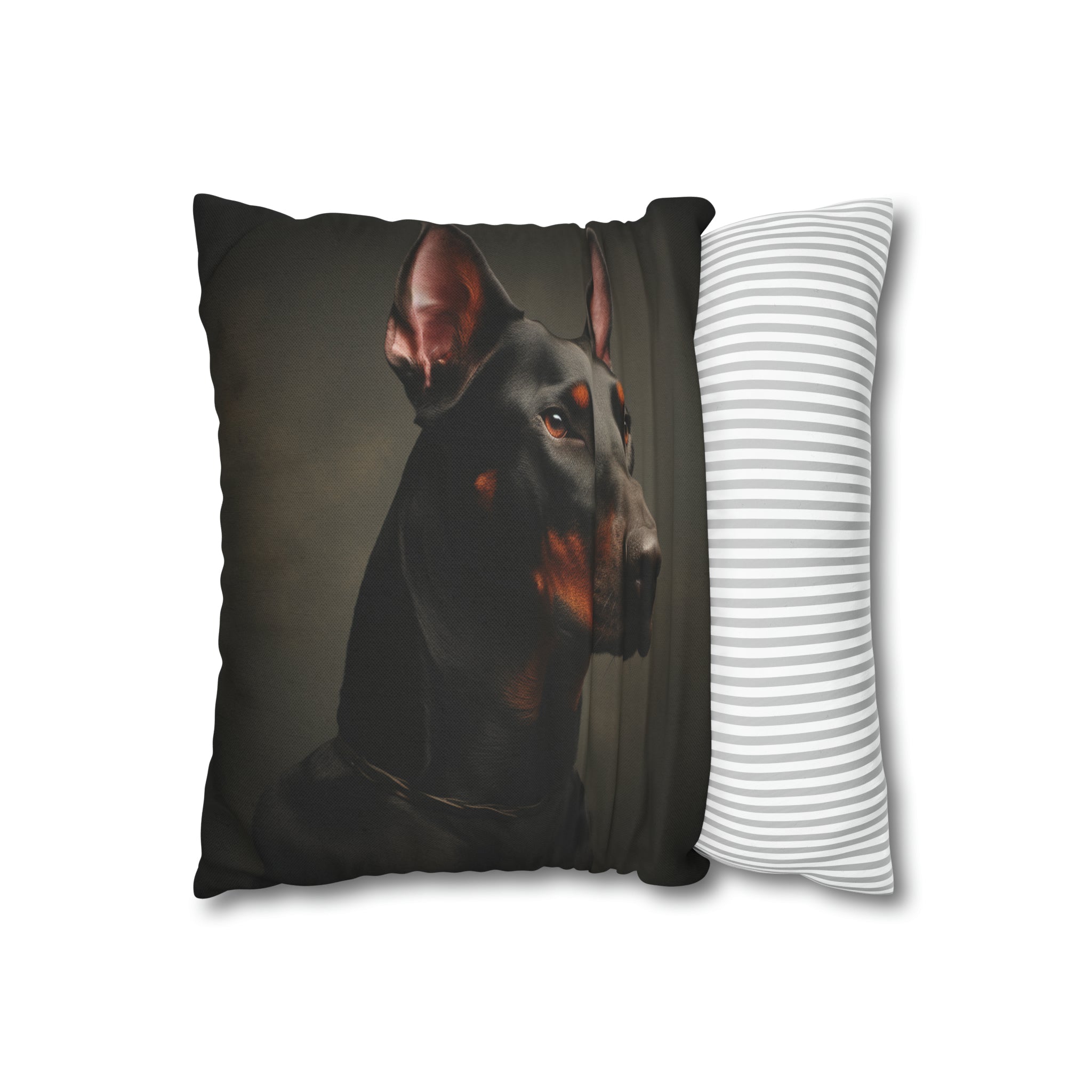 Spun Polyester Square Pillow Case- Dobermann Pinscher (Professional Art)