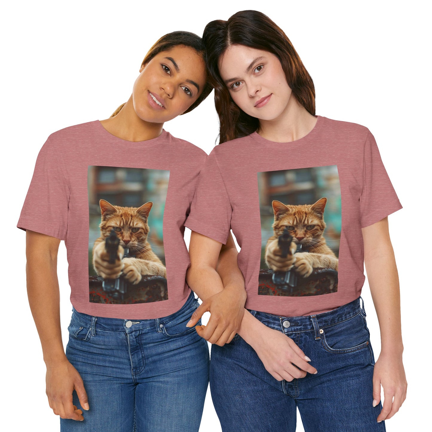 Stealth Paws: Feline Hitman Women's Jersey Short Sleeve Tee - Quirky Cat-Themed Apparel for Fashion-Forward Cat Lovers