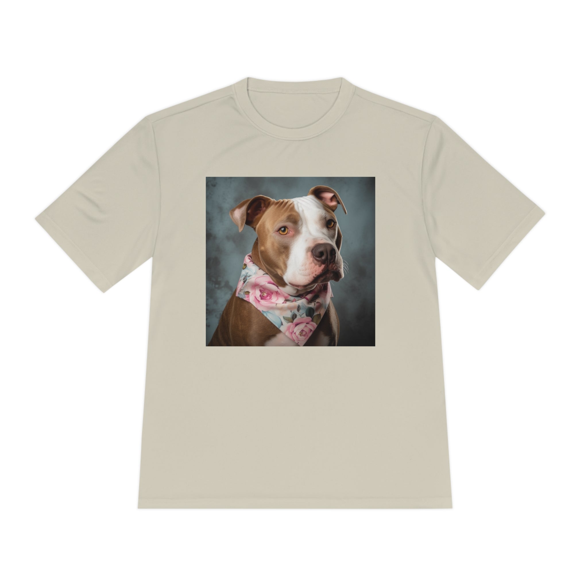 Perfect for Dog Lovers! Pitbull Puppy wearing a Cute Flower Scarf Unisex Moisture Wicking Tee - This is a Perfect Dog Park T-shirt for Pet Lover. Stay Stylish and Comfortable with This Charming Dog-Lover's Shirt