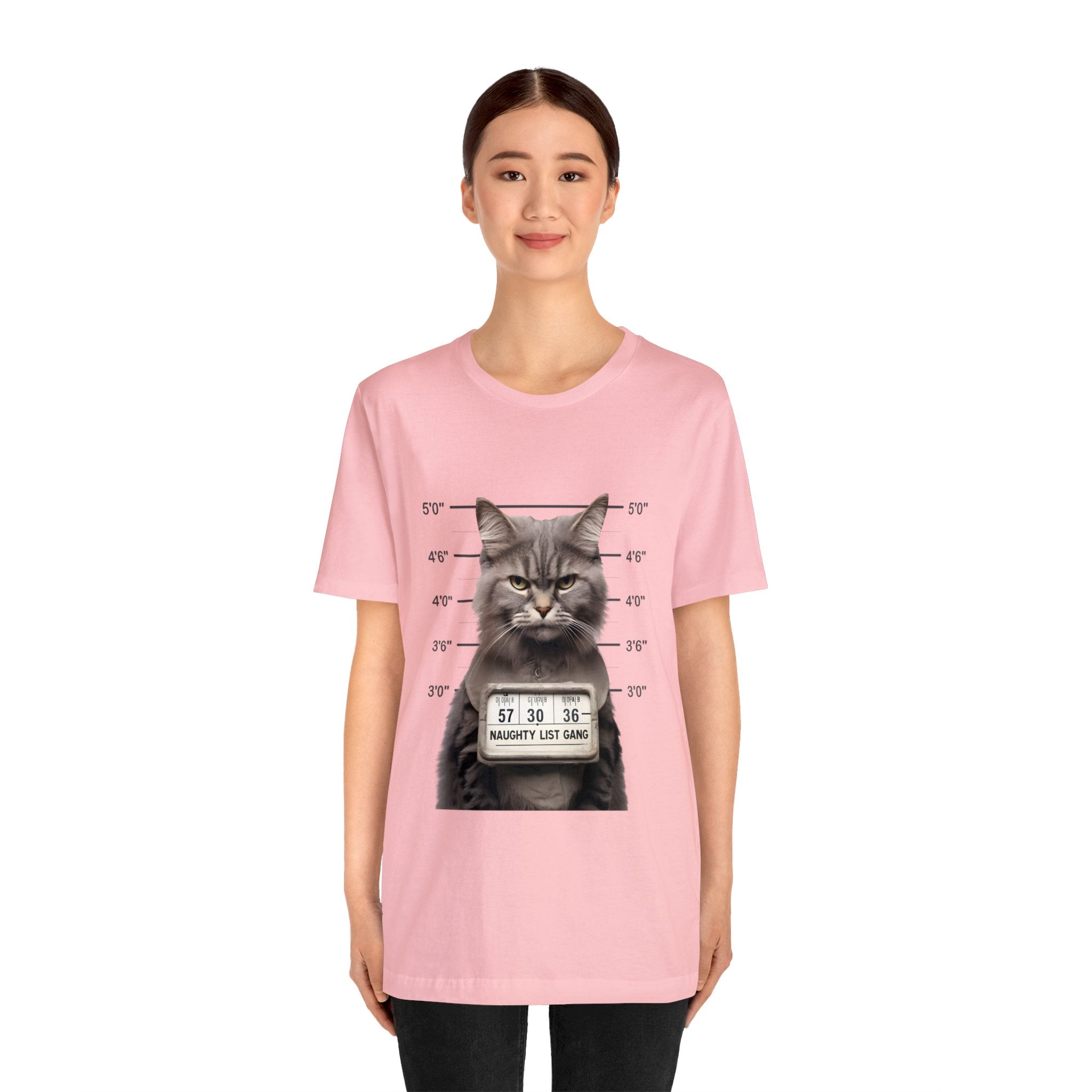 Naughty Cat Gang Cat in a Line-up Funny Unisex Jersey Short Sleeve Tee - Humorous Feline Apparel for Cat Lovers