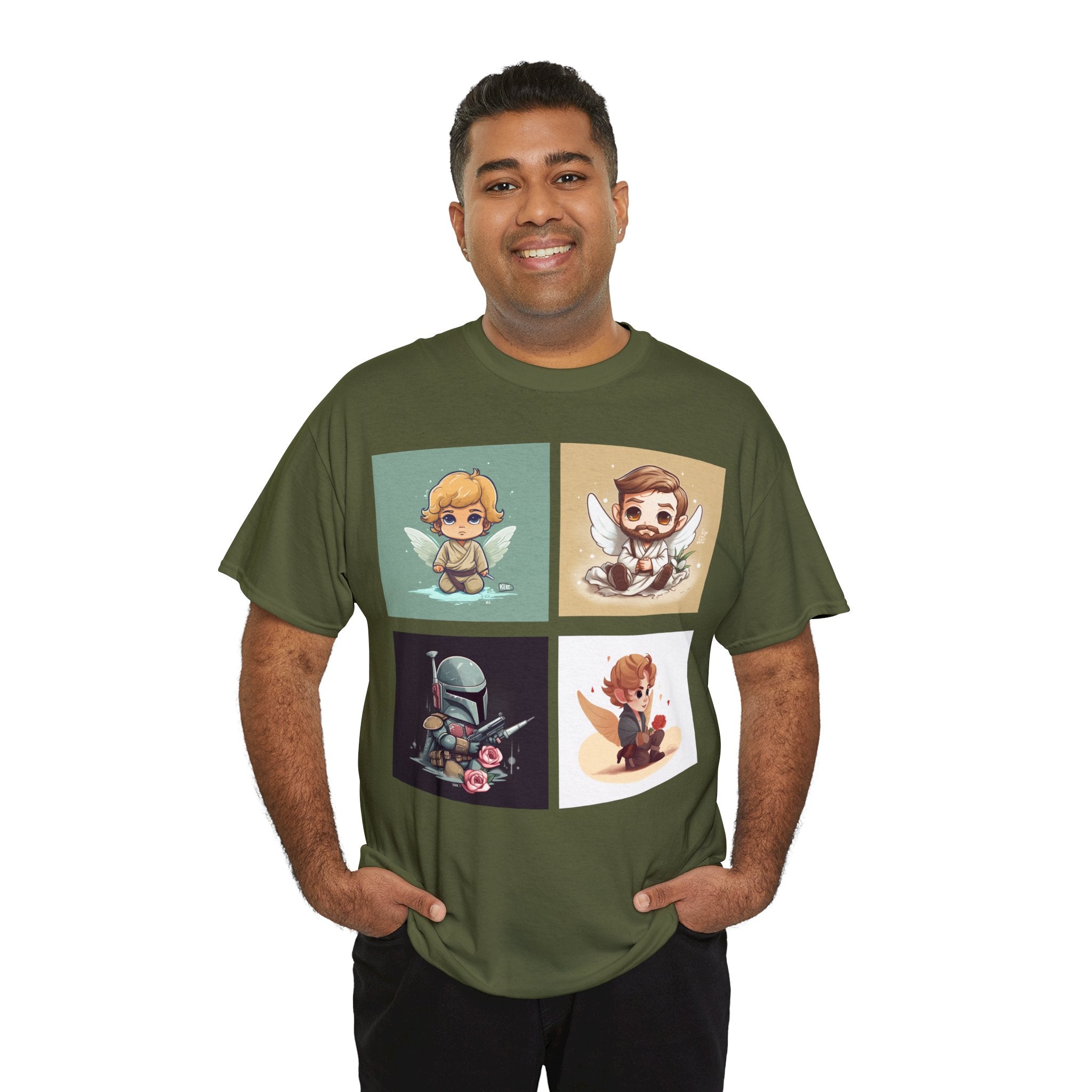 Proven Conversation Starter Cons! This Unique Shirt to Your Collection For Fans of Original Trilogy. Embrace the Epic Saga: Heroes and Villains of a Far Away Galaxy Cute Collage Unisex Heavy Cotton Tee - Showcase Your Love for Timeless Adventures