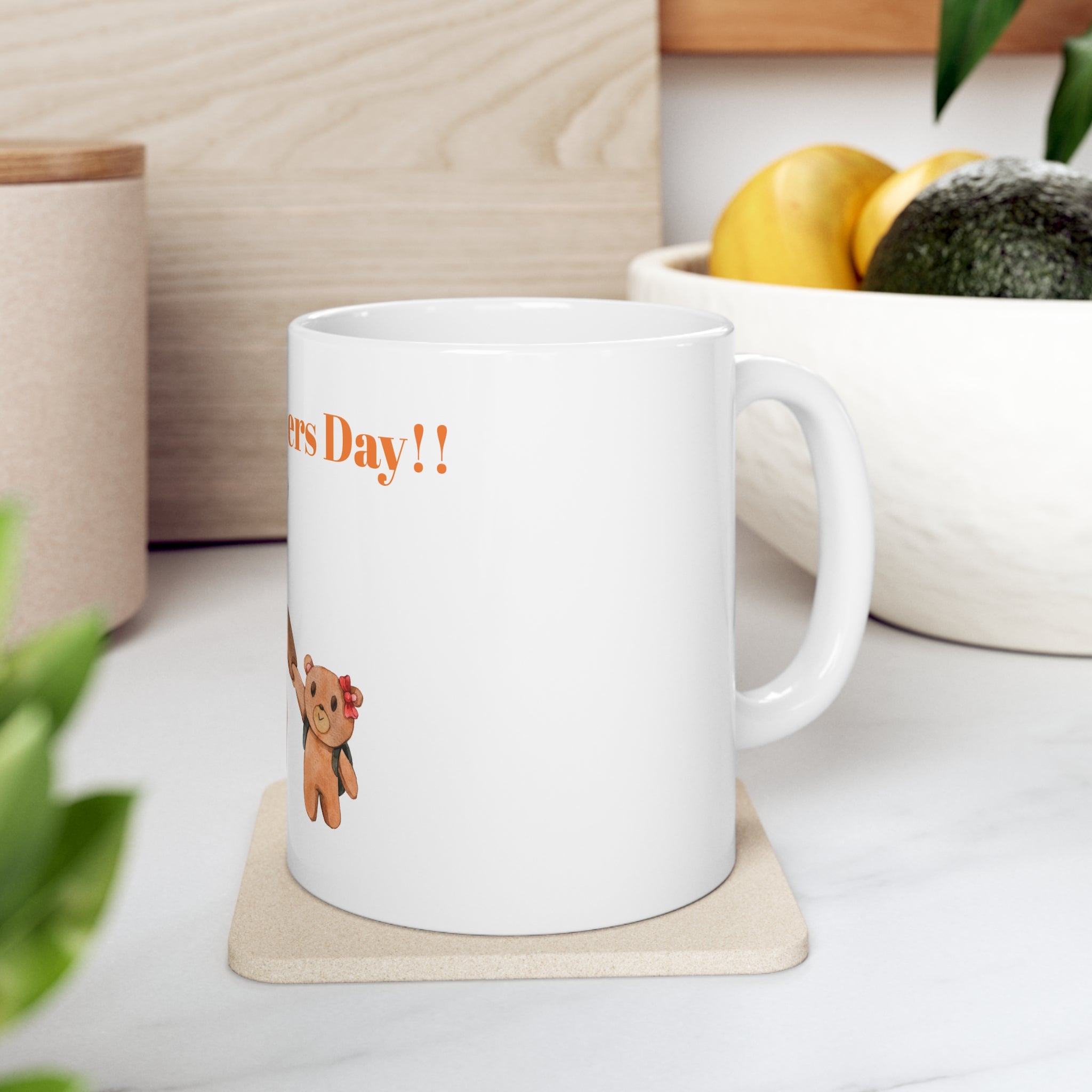 Ceramic Mug 11oz - Happy Fathers Day!! - Featuring Heartwarming Bear and Cub Design - Perfect Gift for Celebrating Fatherhood"