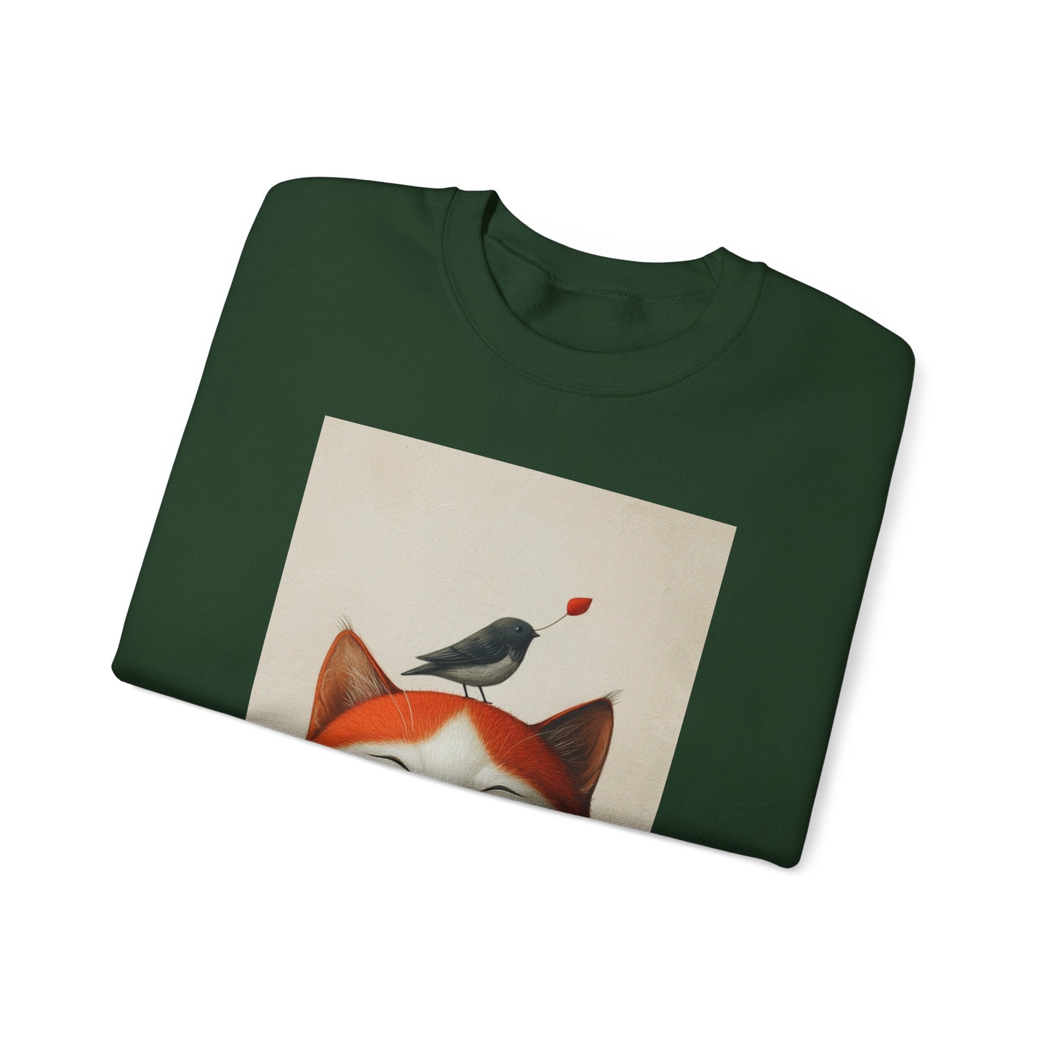 Trusting Bird and Cat Friend Unisex Heavy Blend™ Crewneck Sweatshirt - Cozy Comfort and Unique Style for Animal Lovers