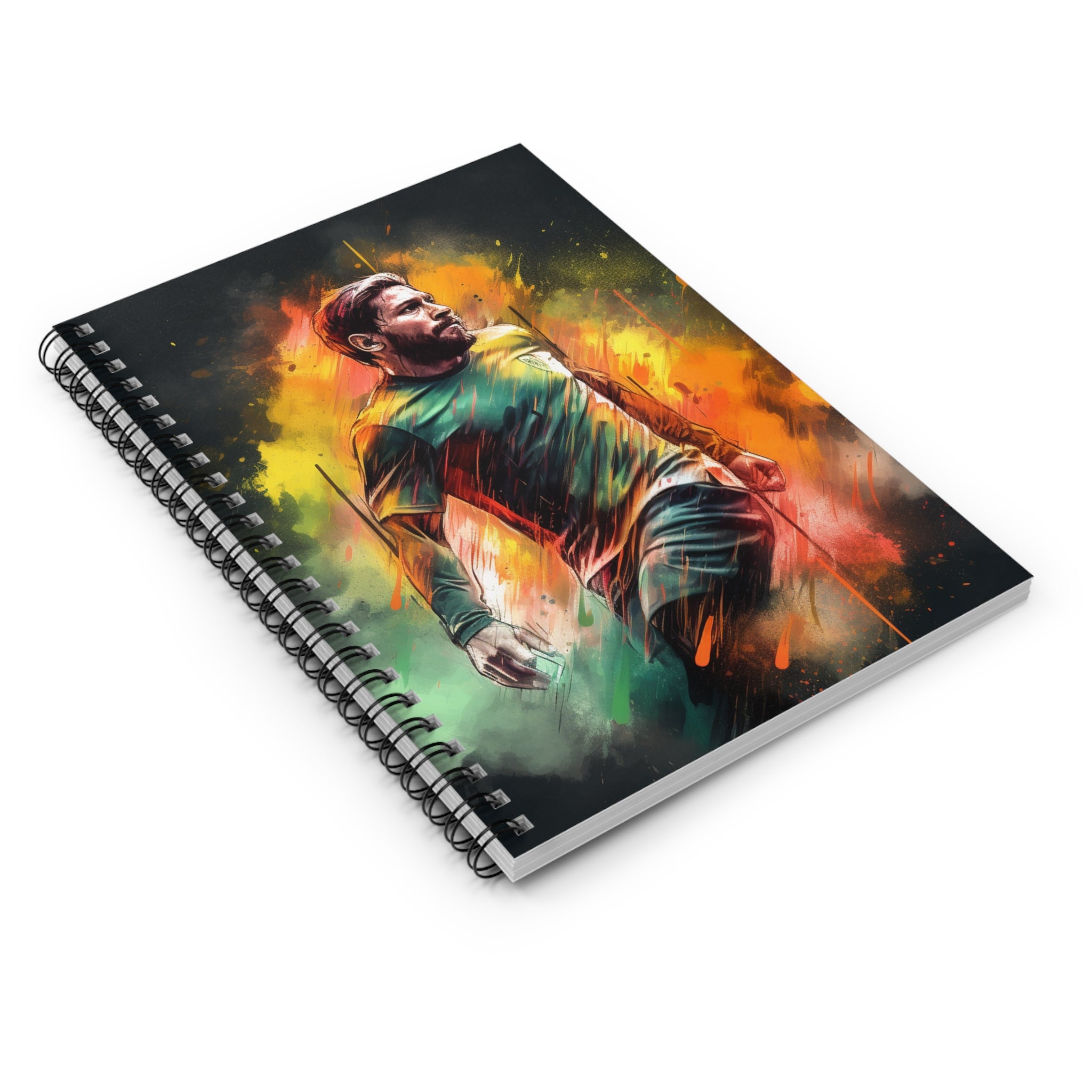 🌟 Capture Your Goals with Messi's Inspiration: Introducing the "Goal Warrior Messi Watercolor Footballer Spiral Notebook - Ruled Line," a creatively designed tribute to one of soccer's greatest legends, Lionel Messi. This notebook is perfect for fans, aspiring athletes, or anyone inspired by the skill and dedication of this renowned footballer.