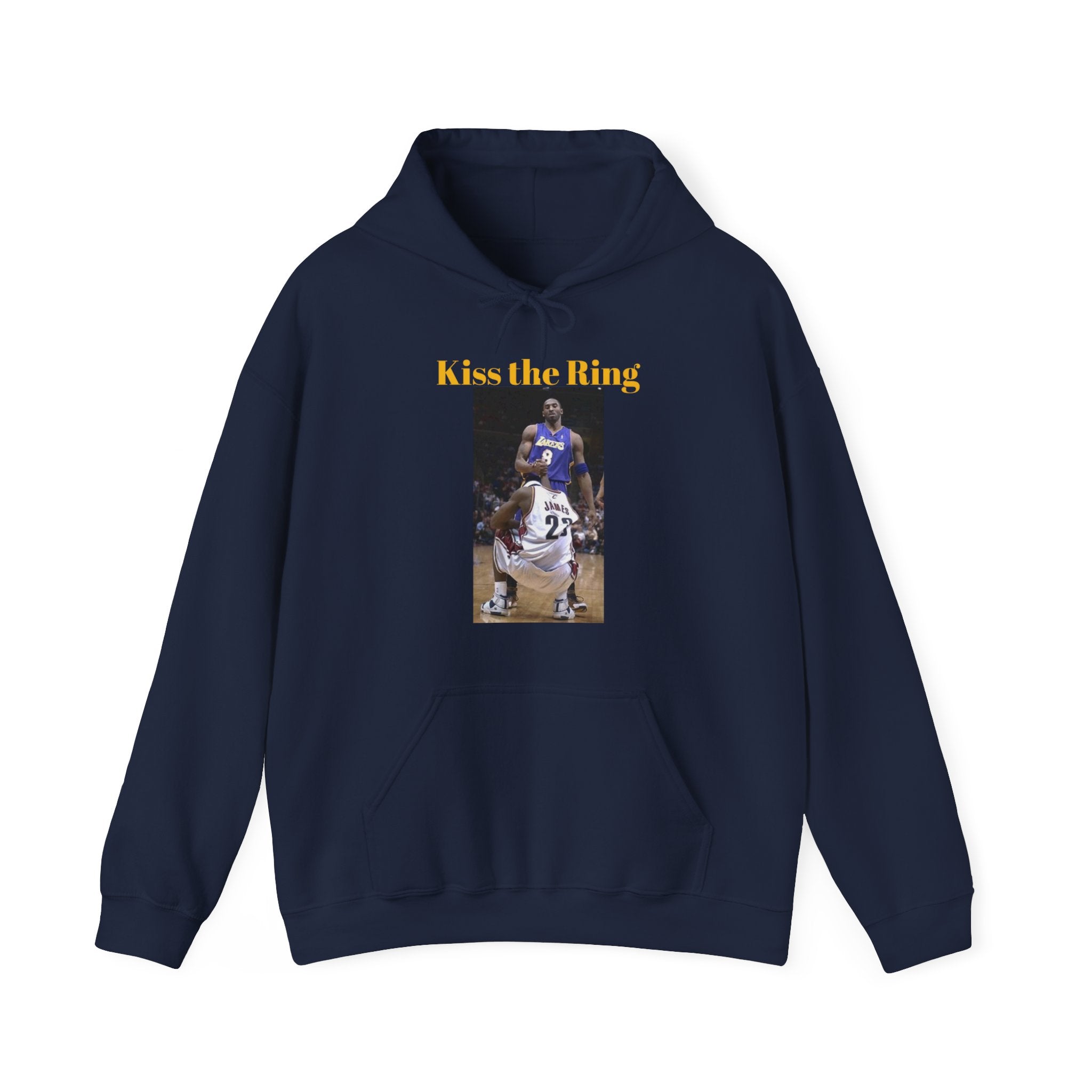 Wear this Shirt for a Funny Conversation: 'Kiss the Ring' Basketball Passing of the Torch Unisex Heavy Blend™ Funny Hooded Sweatshirt for Fans of Professional Basketball