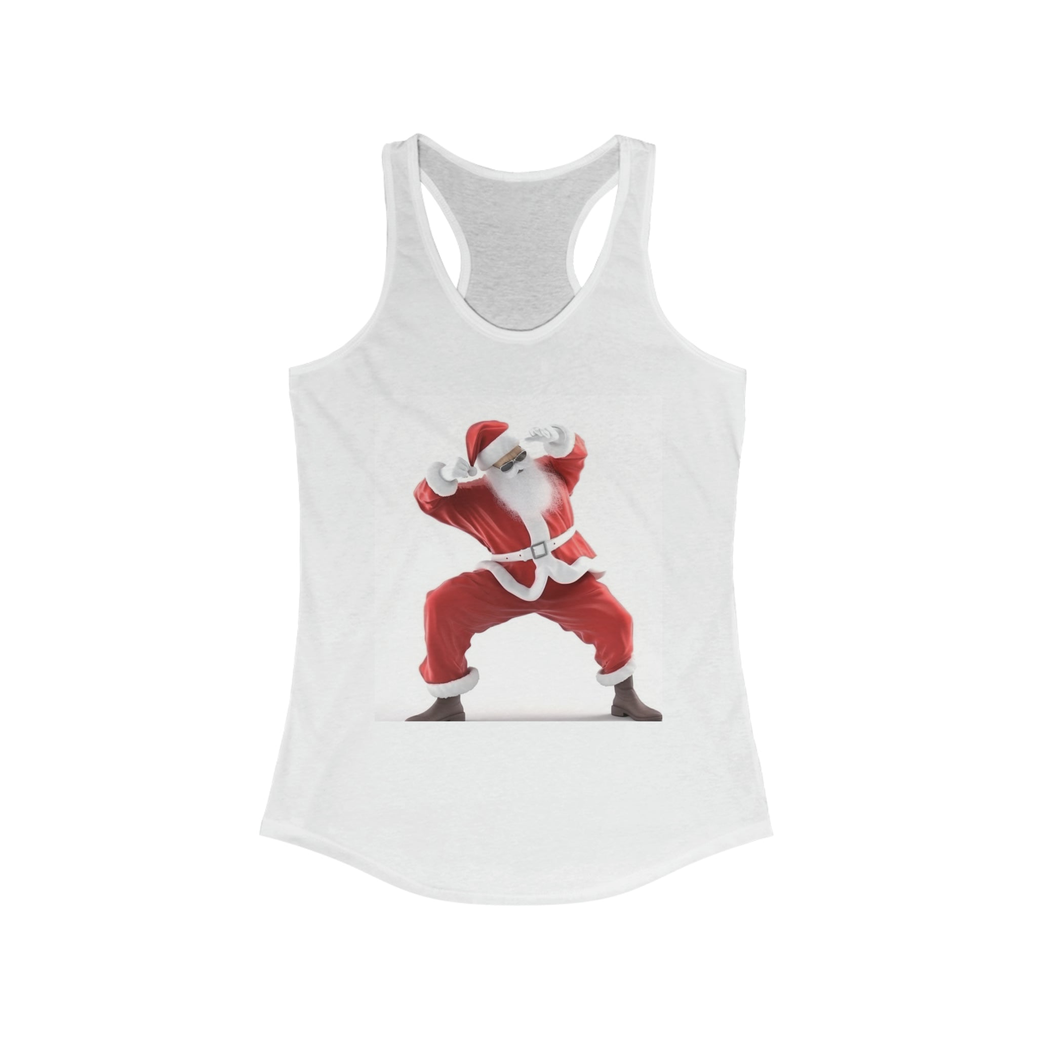 Women's Ideal Racerback Tank-"Santa Boogie" Funny Shirt for Holiday Gift Santa Comedy Casual Wear