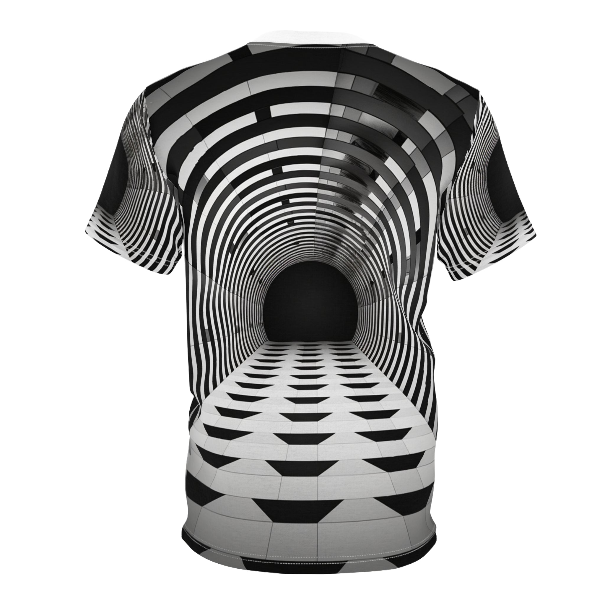 🌀 'Social Paradox' Unisex Tee: Engaging 3D Tunnel Illusion - Striking AOP Design for Social Ice-Breakers & Unique Fashion Statement 🌌✨ Conversation Starter