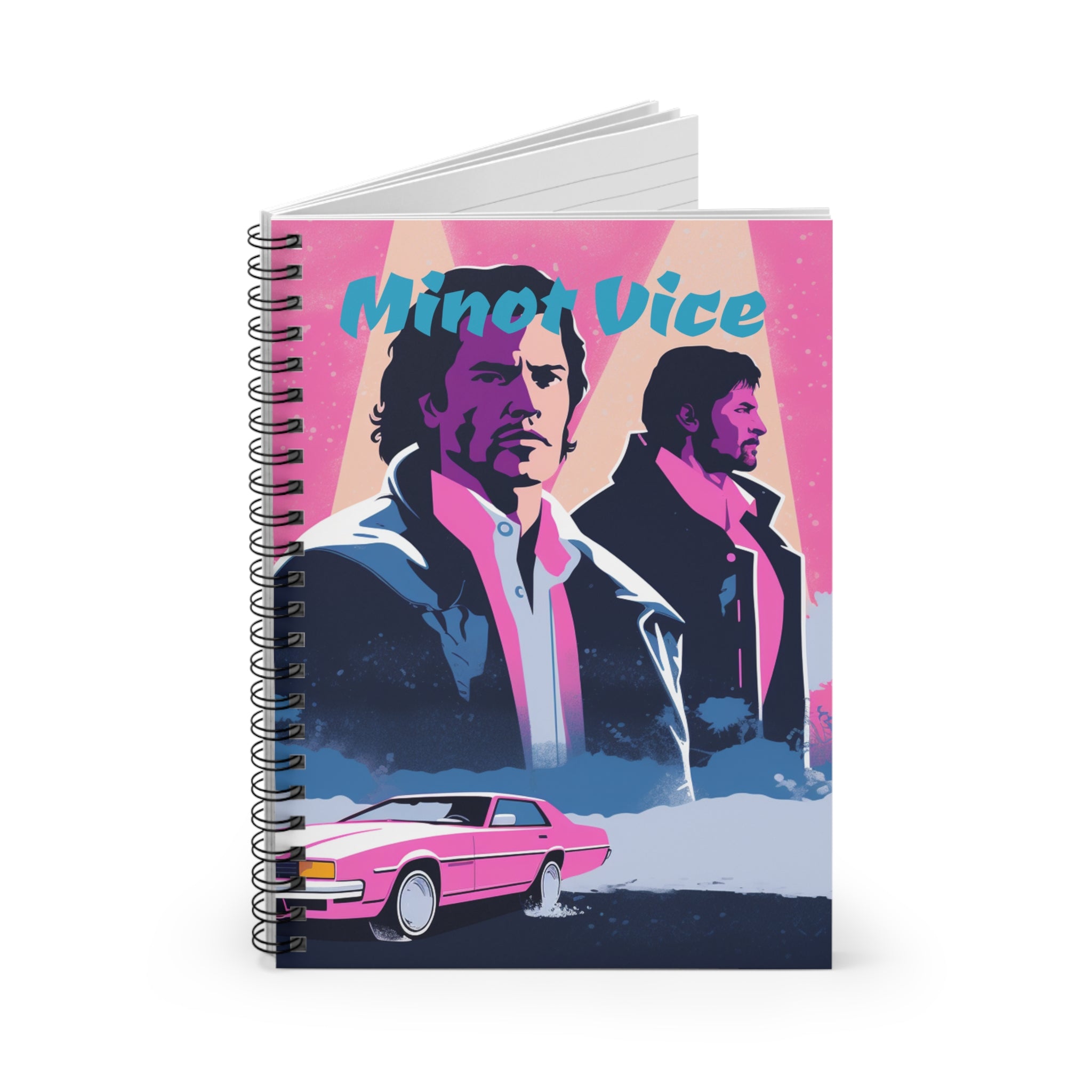 Spiral Notebook - Ruled Line Minot Vice Funny Gift for Students, Veterans, and Minot Locals Retro Theme for 80's Fans