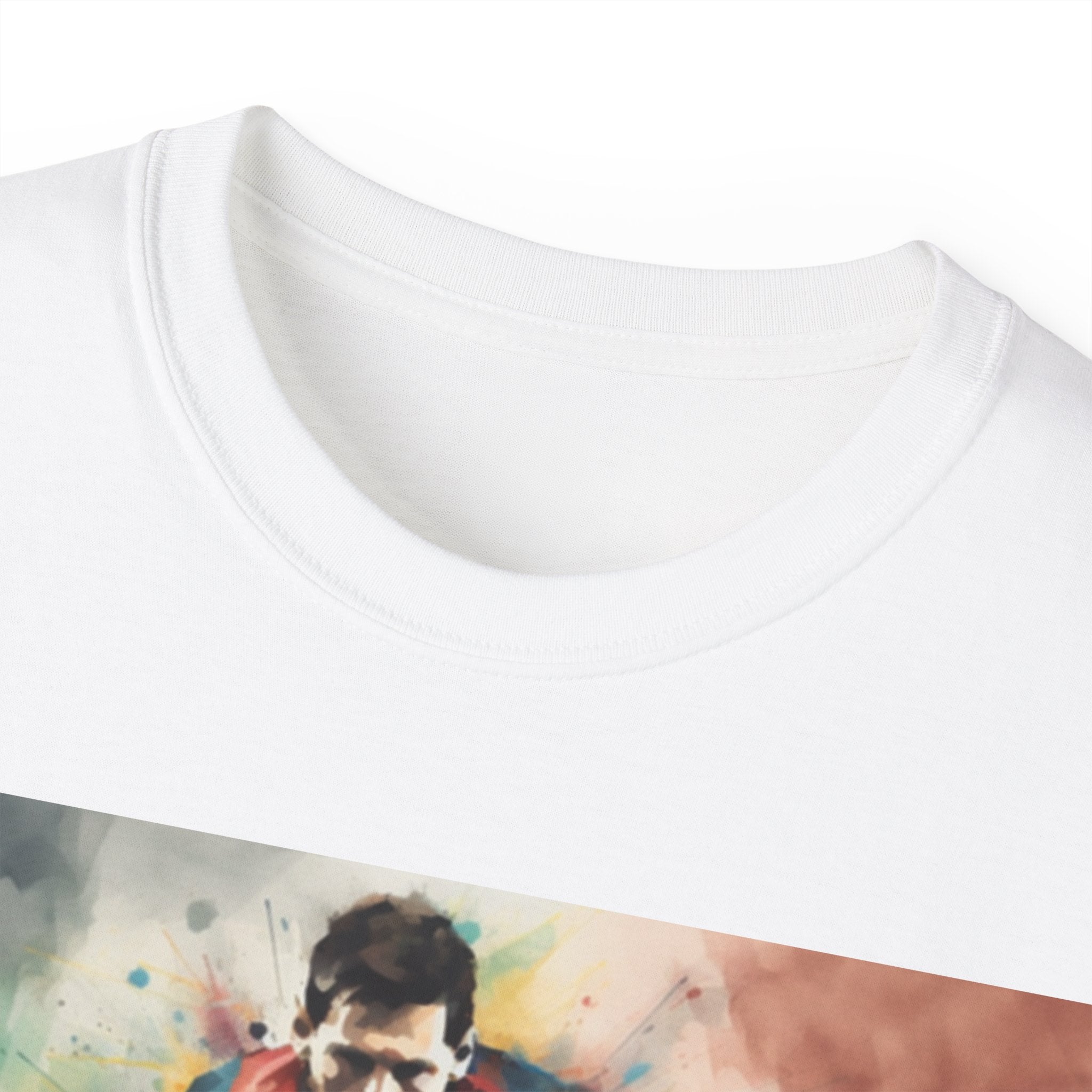 Michelangelo Art Tee - Unisex Ultra Cotton Footballer Shirt - Patron Saint of Football Watercolor Art - Renaissance Sports Fan Gift for Team