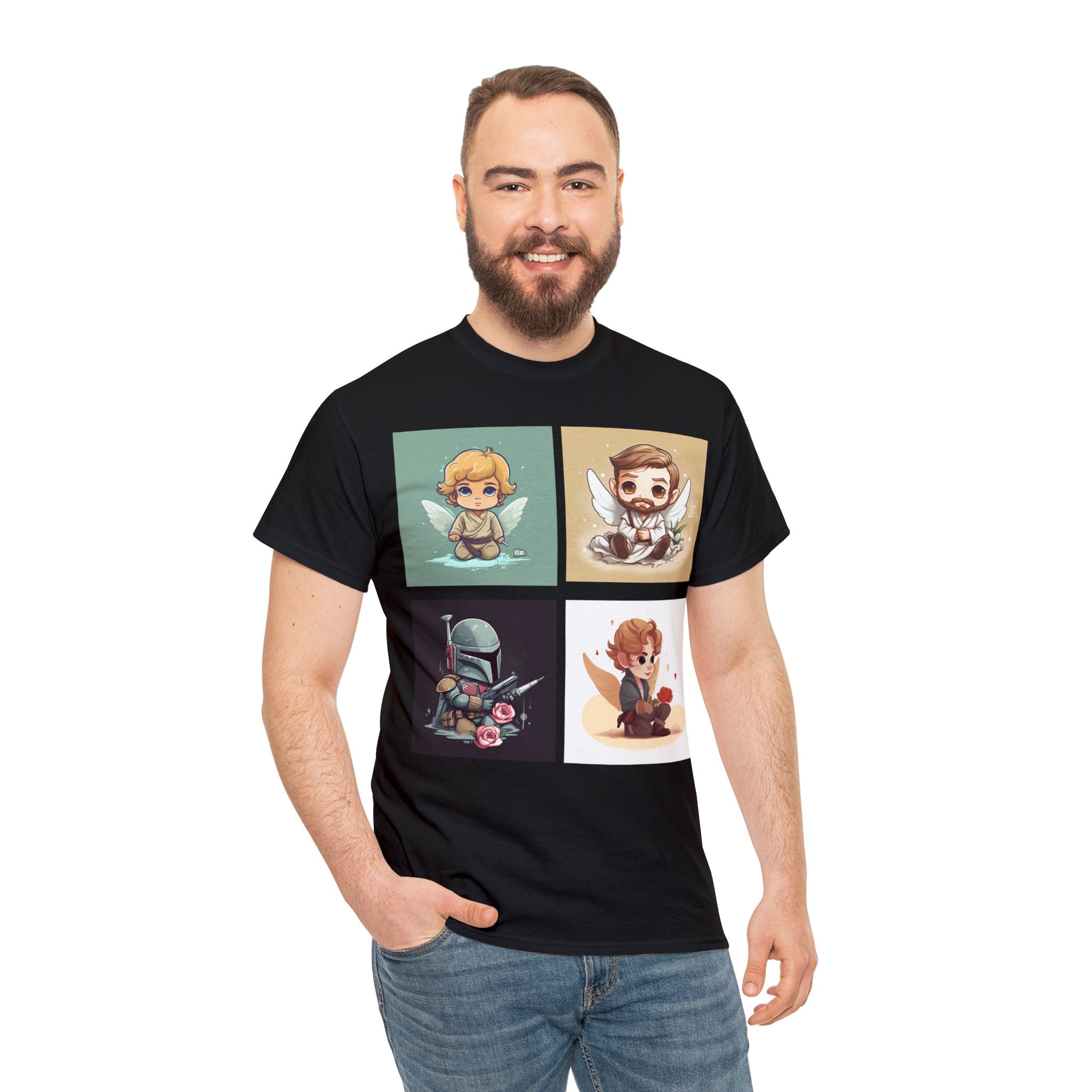 Proven Conversation Starter Cons! This Unique Shirt to Your Collection For Fans of Original Trilogy. Embrace the Epic Saga: Heroes and Villains of a Far Away Galaxy Cute Collage Unisex Heavy Cotton Tee - Showcase Your Love for Timeless Adventures