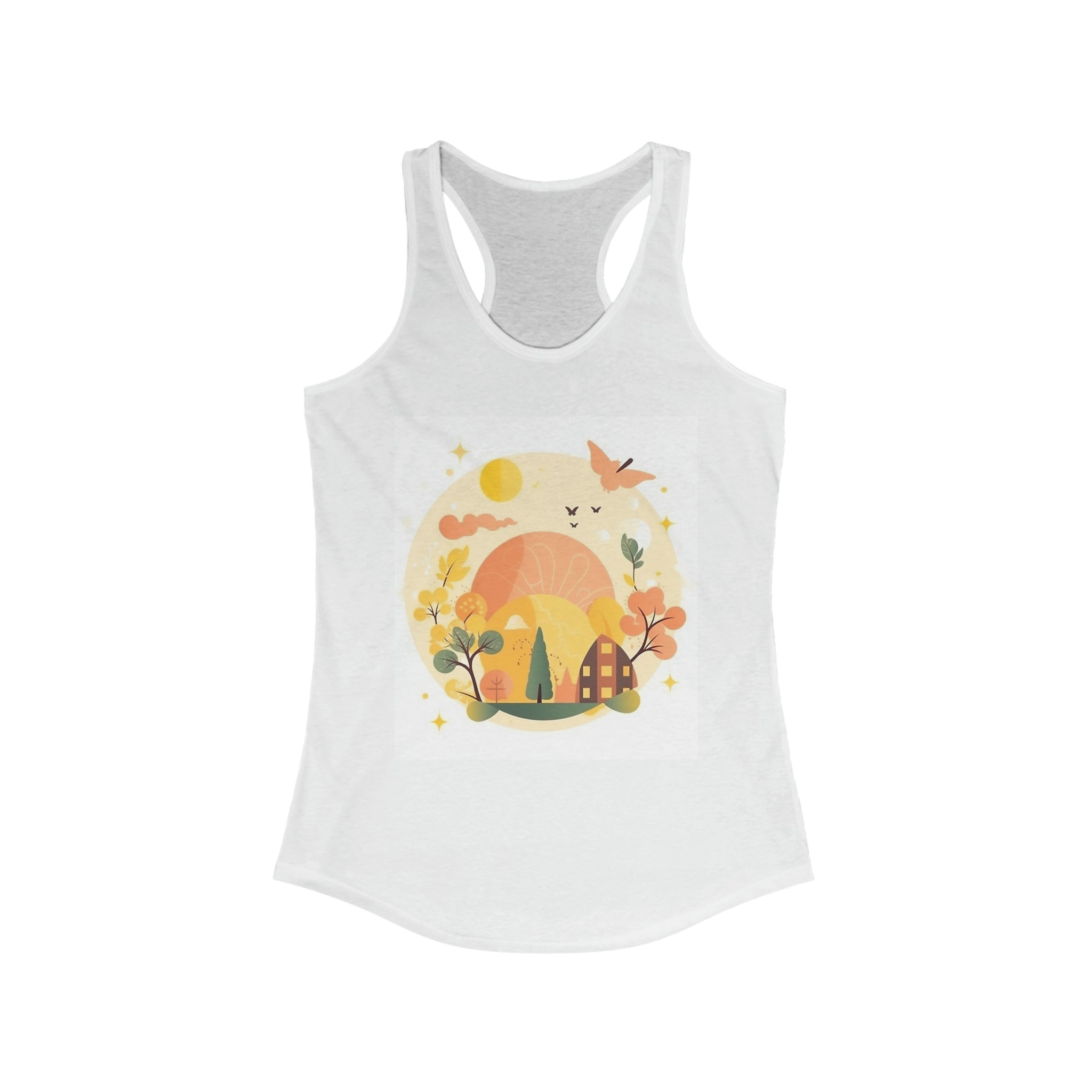 Women's Ideal Racerback Tank-Beautiful Sunrise and Sunset Illustration Great Gift Wear for Animal Lovers Wildlife