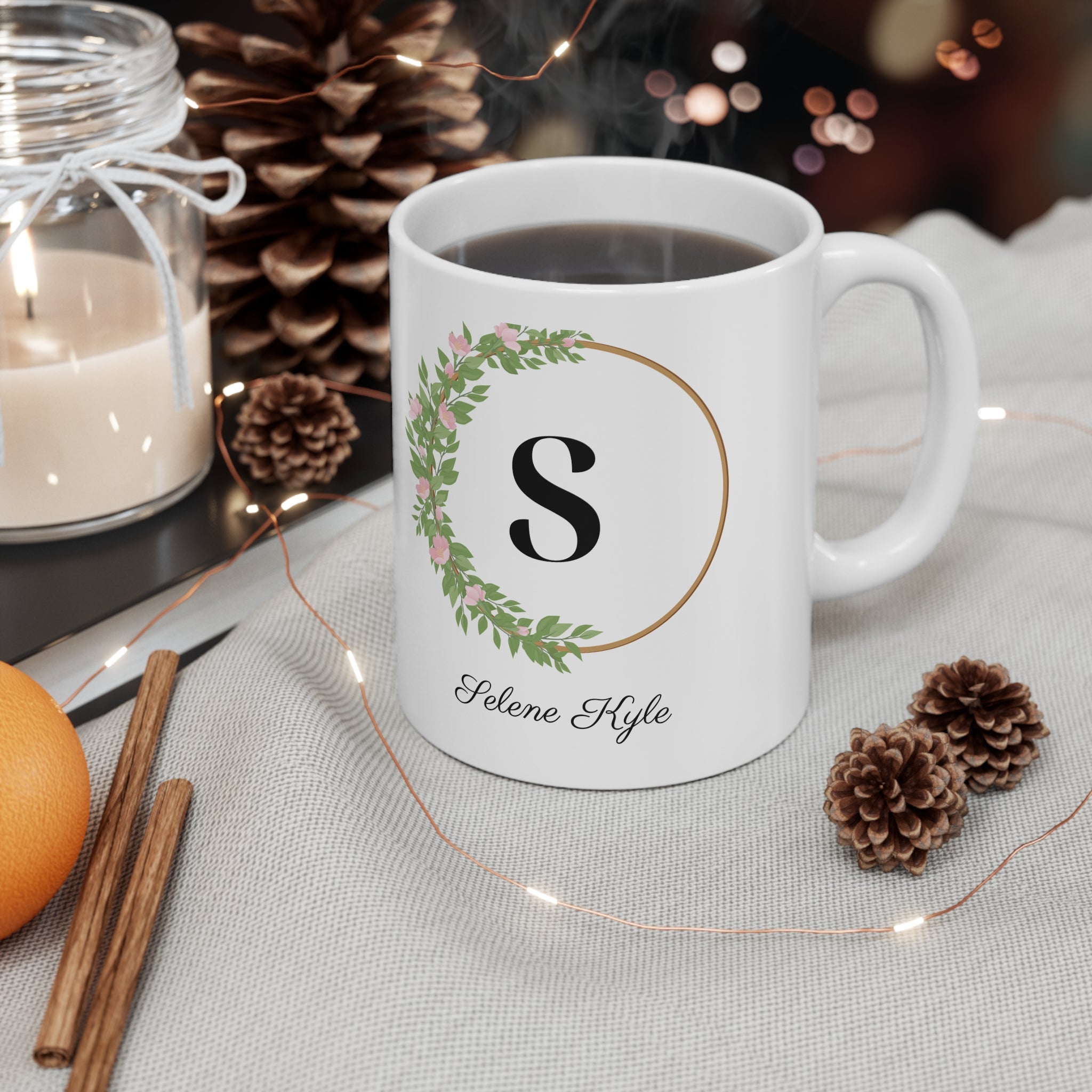 Great Gift Idea For Friends or Co-Workers or Boss Coffee Mug to Create Memories with Our Personalized Name and Initials Floral Ceramic Mug 11oz  - A Custom Keepsake to Sip and Smile
