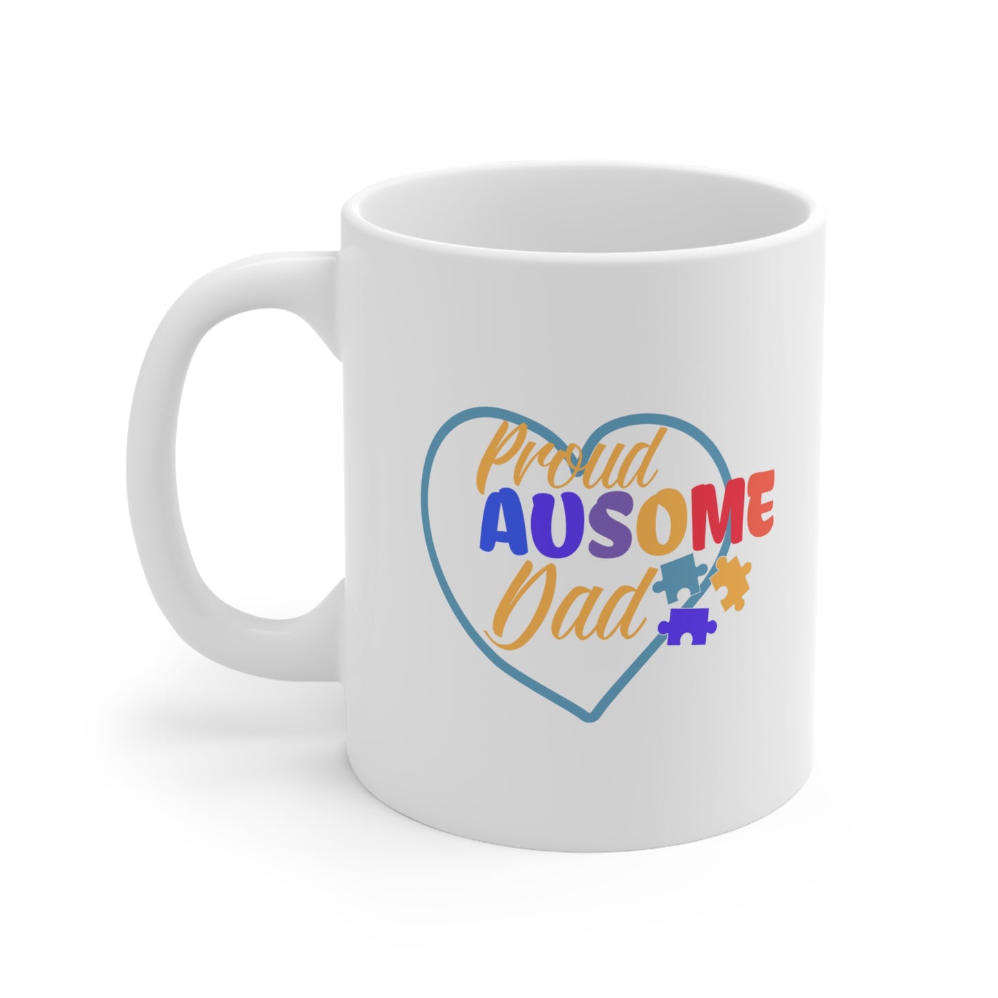 "Ausome Dad" Autism Awareness and Support Ceramic Mug 11oz: Celebrating Exceptional Fathers with Every Sip - A Heartfelt Tribute to Parenthood and Understanding