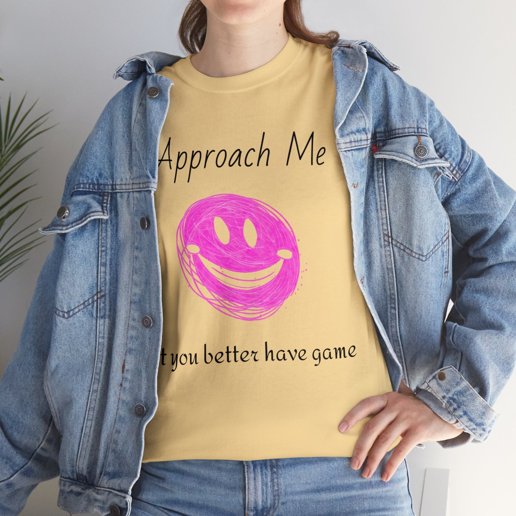 Dare to Date: The Ultimate 'Approach Me If You Dare' Challenge - A Women's Unisex Heavy Cotton Tee Perfect for Social Events, Recreational Activities, and Making Bold Statements