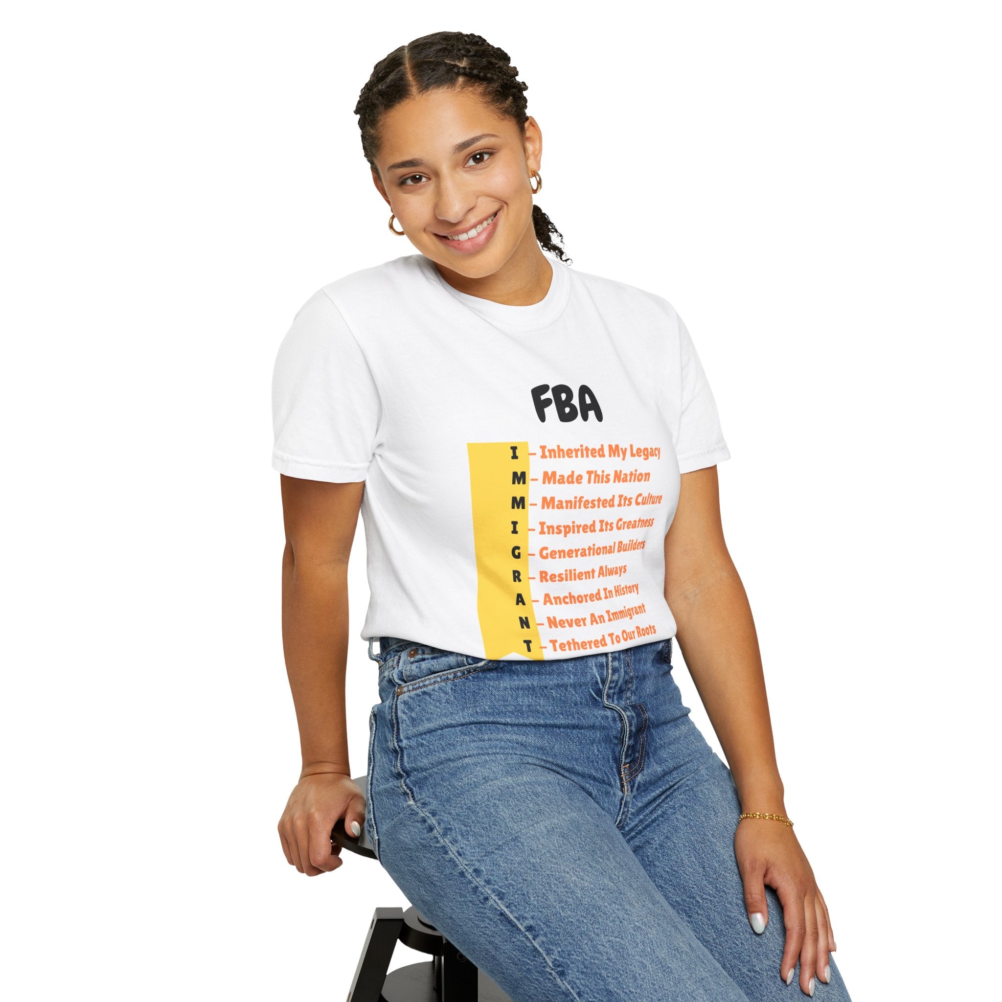 FBA Heritage IMMIGRANT Tee – Anchored in History, Never an Immigrant Unisex Garment-Dyed T-shirt