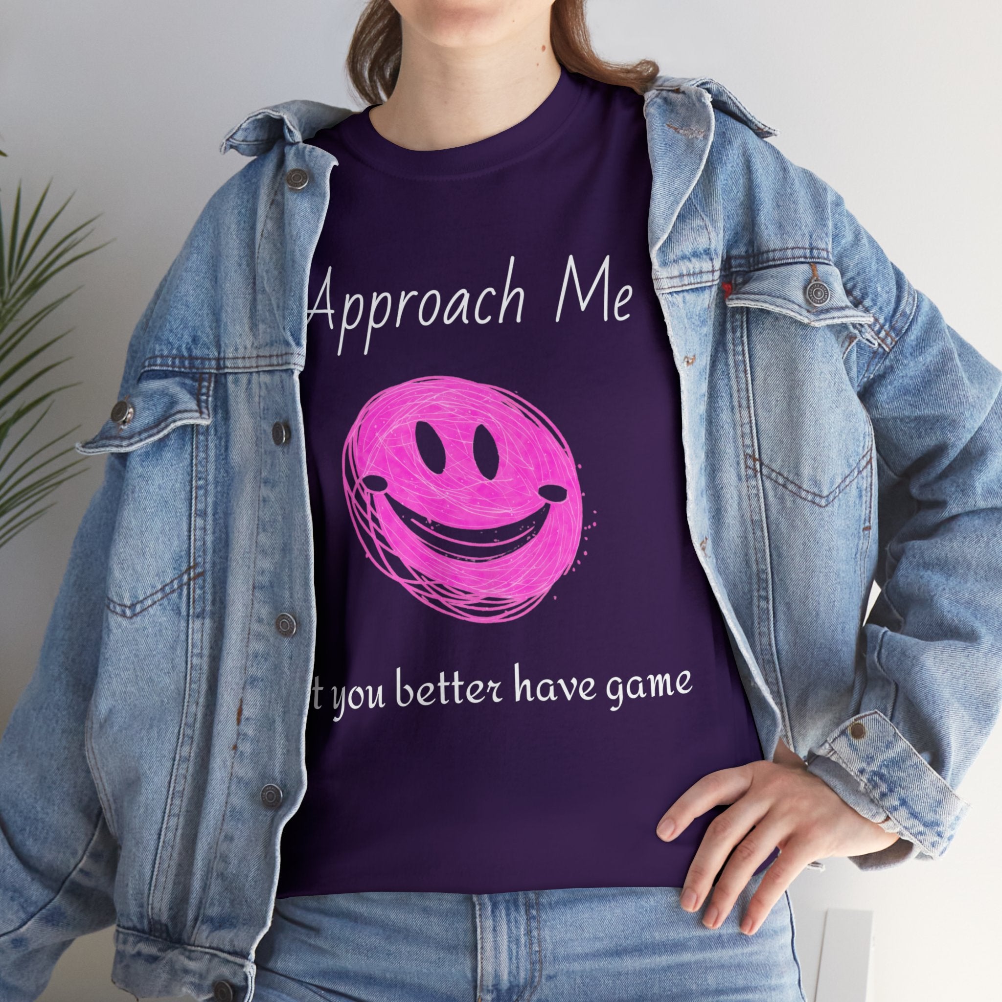 Dare to Date: The Ultimate 'Approach Me If You Dare' Challenge - A Women's Unisex Heavy Cotton Tee Perfect for Social Events, Recreational Activities, and Making Bold Statements