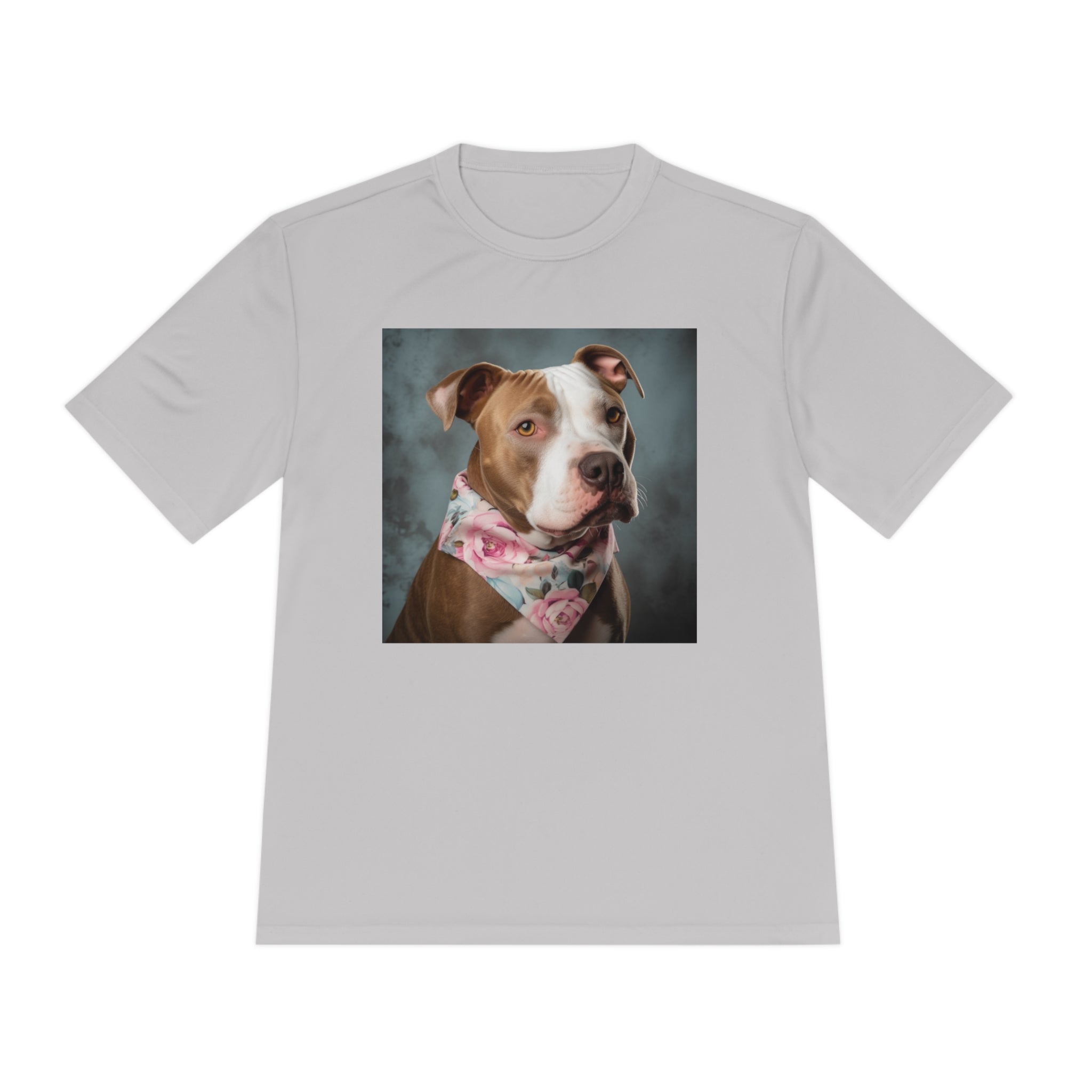 Perfect for Dog Lovers! Pitbull Puppy wearing a Cute Flower Scarf Unisex Moisture Wicking Tee - This is a Perfect Dog Park T-shirt for Pet Lover. Stay Stylish and Comfortable with This Charming Dog-Lover's Shirt