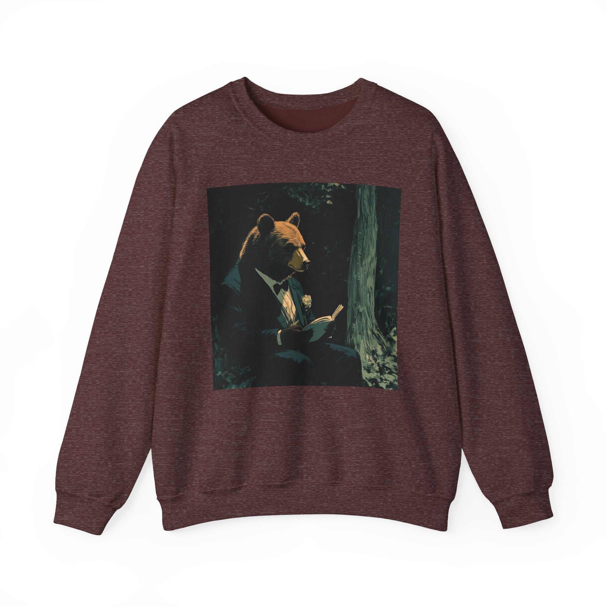 Dapper Wilderness: Gentleman Bear Unisex Heavy Blend™ Crewneck Sweatshirt - Cozy Meets Class