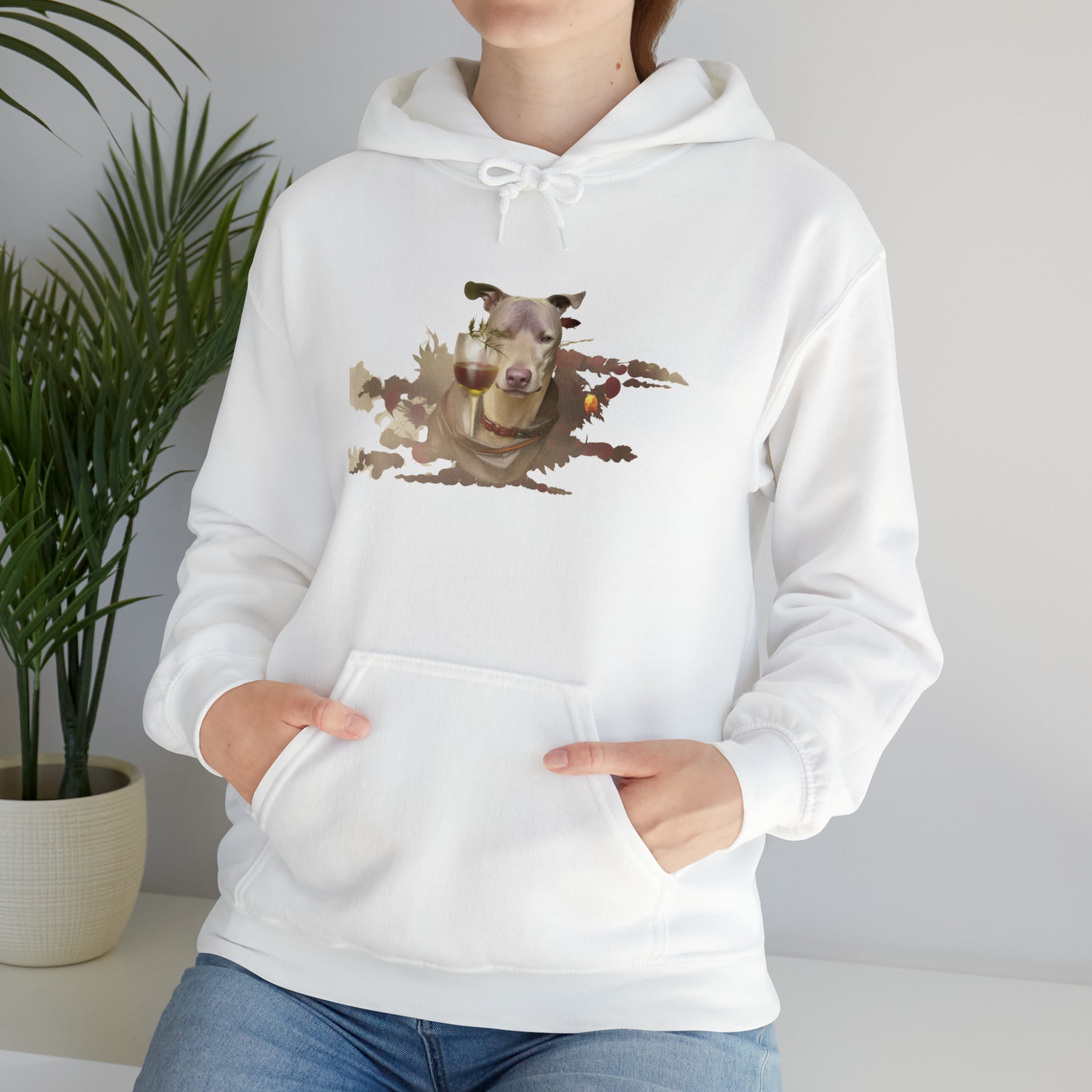 Women's Heavy Blend™ Hooded Sweatshirt "Dog Wine Glass" for Pitbull Owners and Dog Lovers