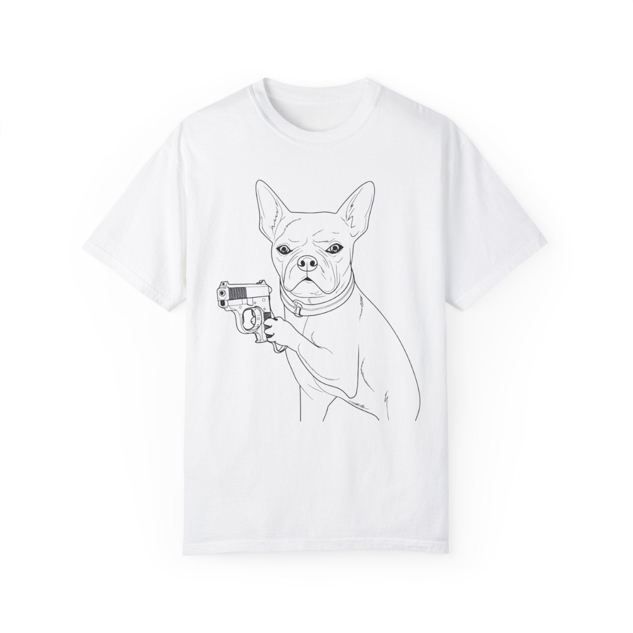 Funny Dog Hitman T-Shirt  - Confidence Building Shirt - Single Line Art Dog Shirt - Quirky Animal Top Gift for Dog Lovers - Pet Lover Gift