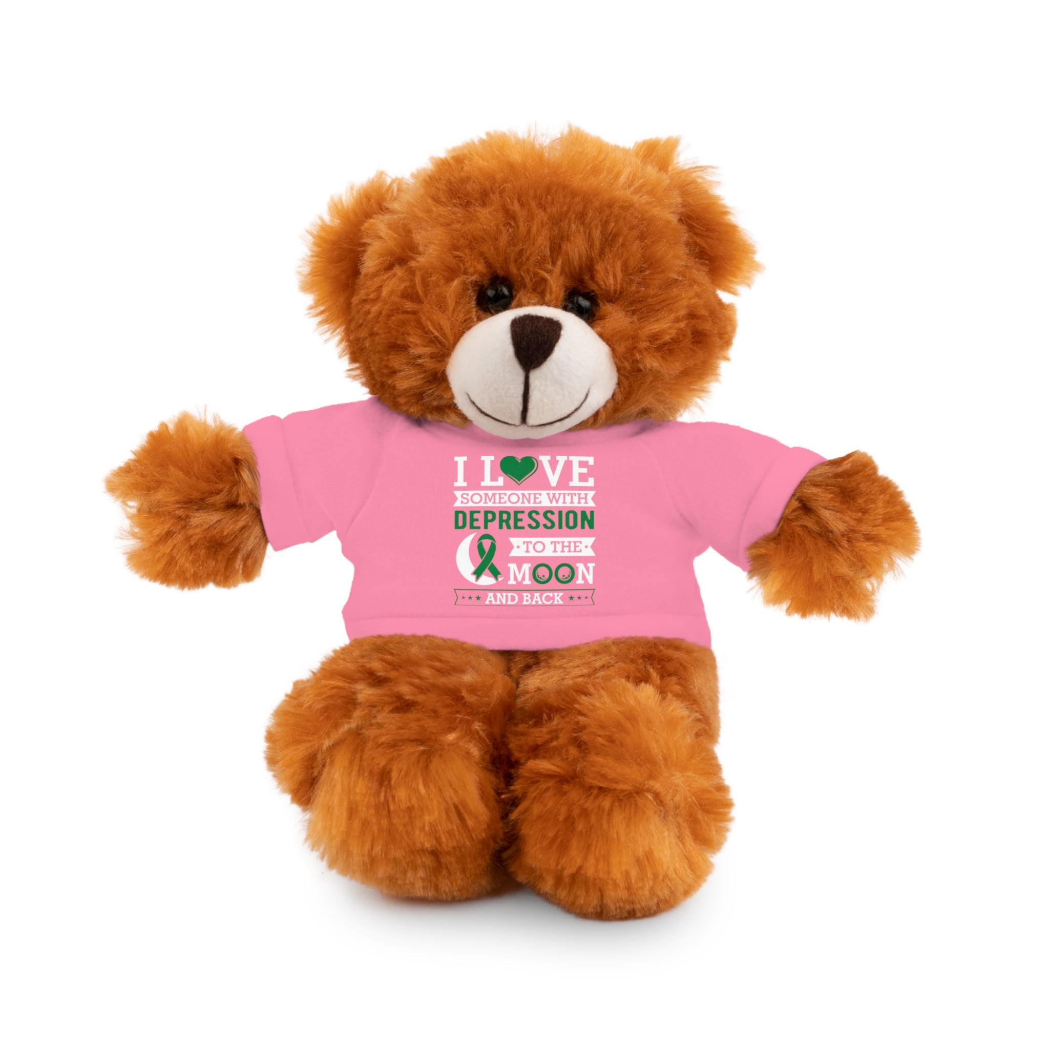 Show Your Love and Support with 'I Love Someone with Depression' Stuffed Animals - Furry Friend Wears Heartfelt Message Tee