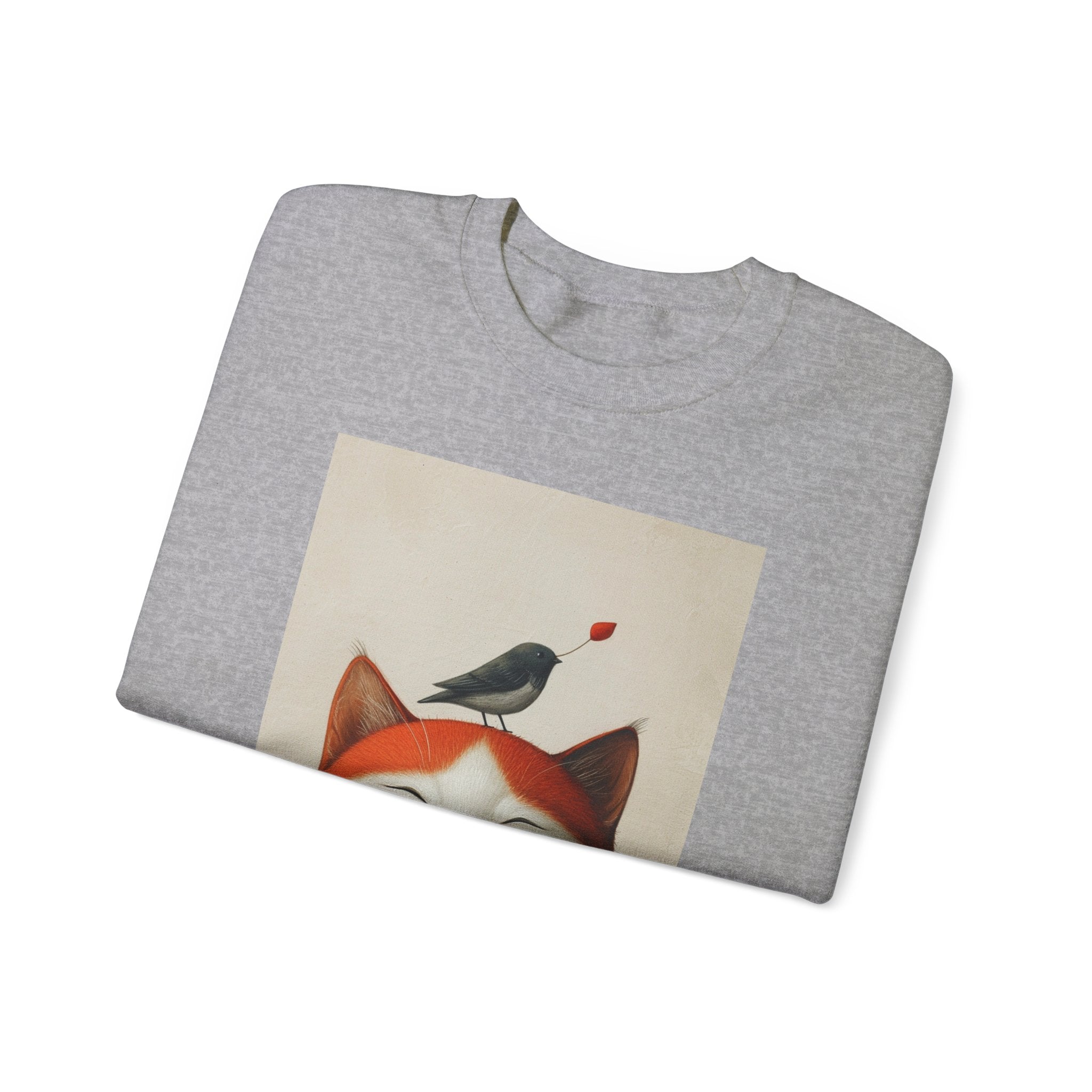 Trusting Bird and Cat Friend Unisex Heavy Blend™ Crewneck Sweatshirt - Cozy Comfort and Unique Style for Animal Lovers