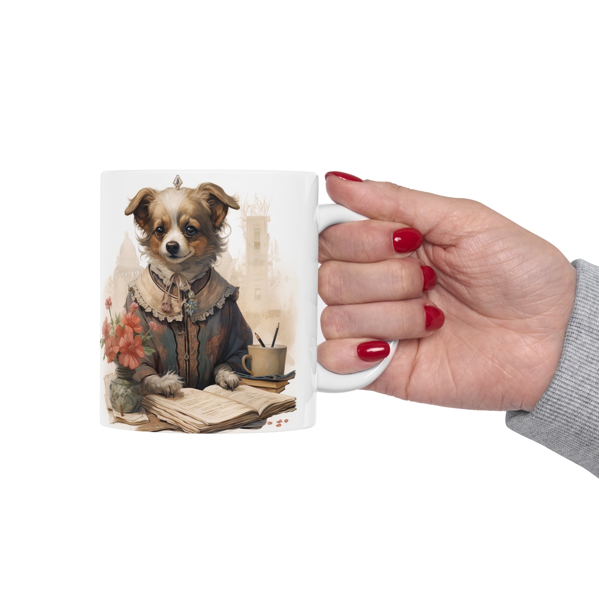 Gift for Mothers on Mother's Day: Relaxing Garden Pet 11oz Ceramic Mug | Exclusive Floral Doggy Design | Professional Artwork | Durable & Aesthetic Drinkware