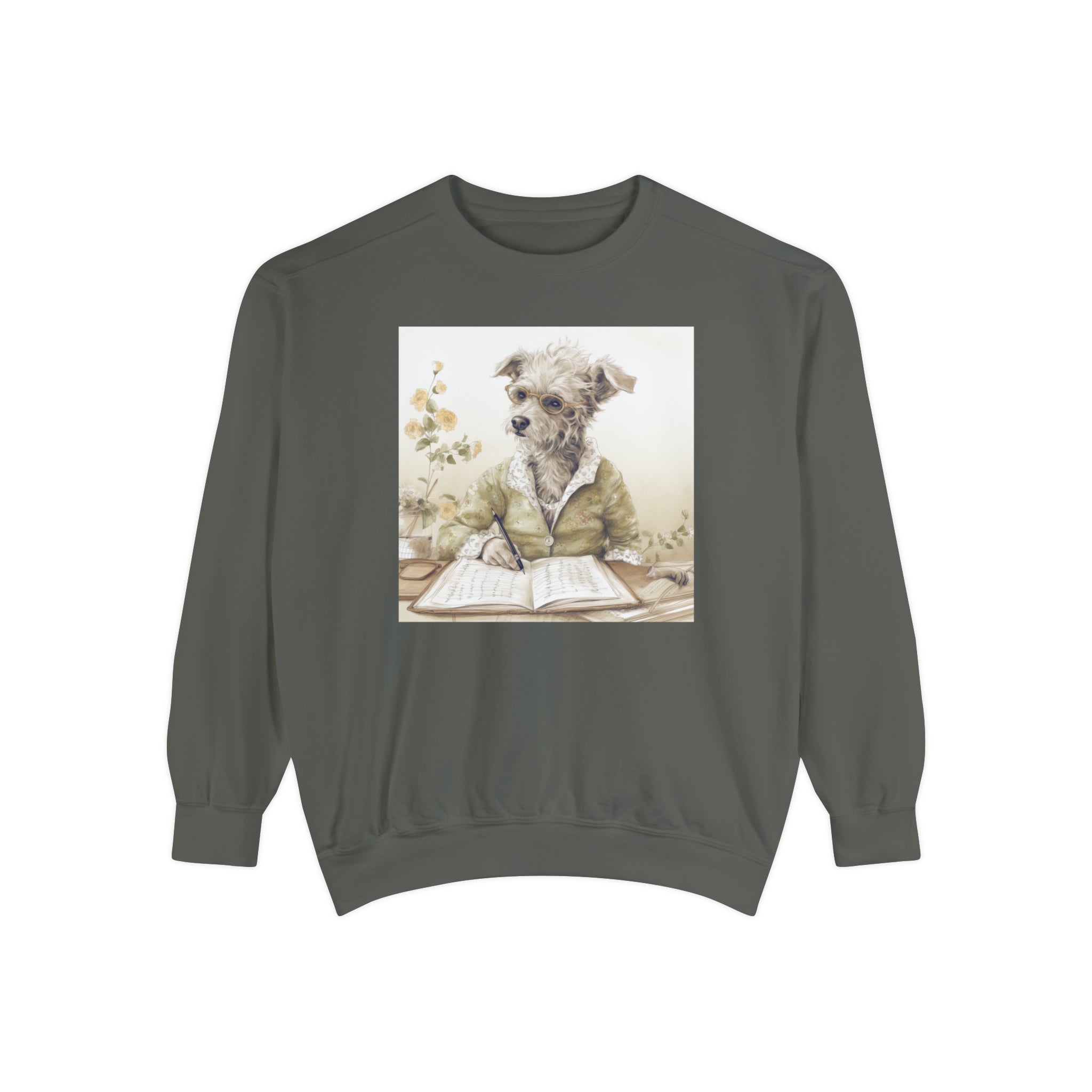 Stay Warm and Covered with this Cute Classic Art for Dog Lovers! Elevate Your Style with the Academic Garden Canine Professor Unisex Garment-Dyed Sweatshirt