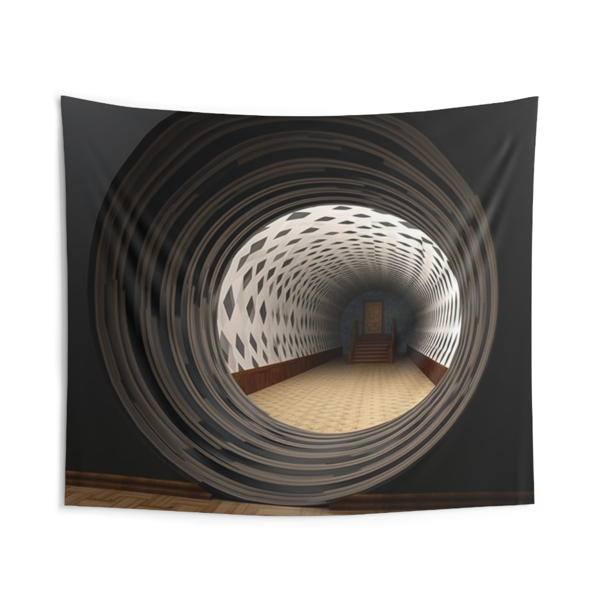 🌀 Mystical Wood Circular Hallway Gateway: Ultra-Realistic Optical Illusion Tapestry - Captivating Wooden Portal Design for Home Decor, Mind-Bending Wall Art for Indoor Spaces 🌲🖼️