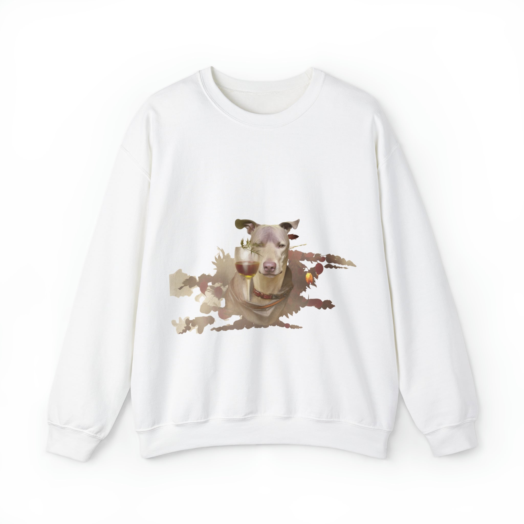 Women's Heavy Blend™ Crewneck Sweatshirt- "Pitbull and Wine" for Dog Lovers Pet Owners (Professional Art)