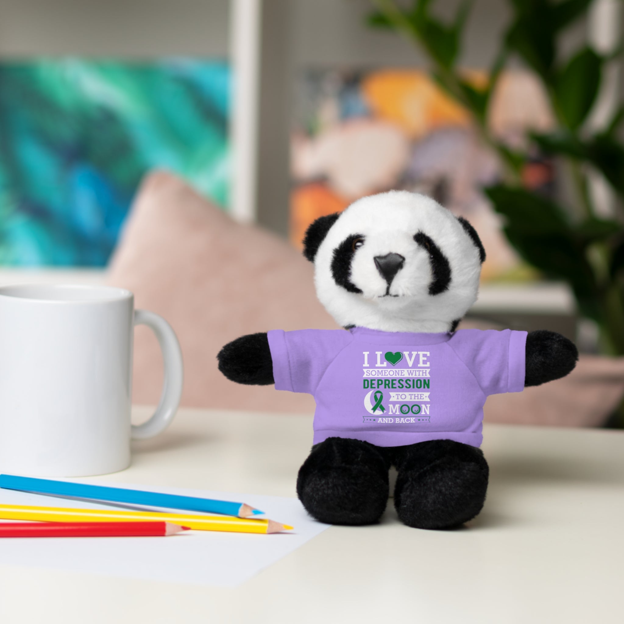 Show Your Love and Support with 'I Love Someone with Depression' Stuffed Animals - Furry Friend Wears Heartfelt Message Tee